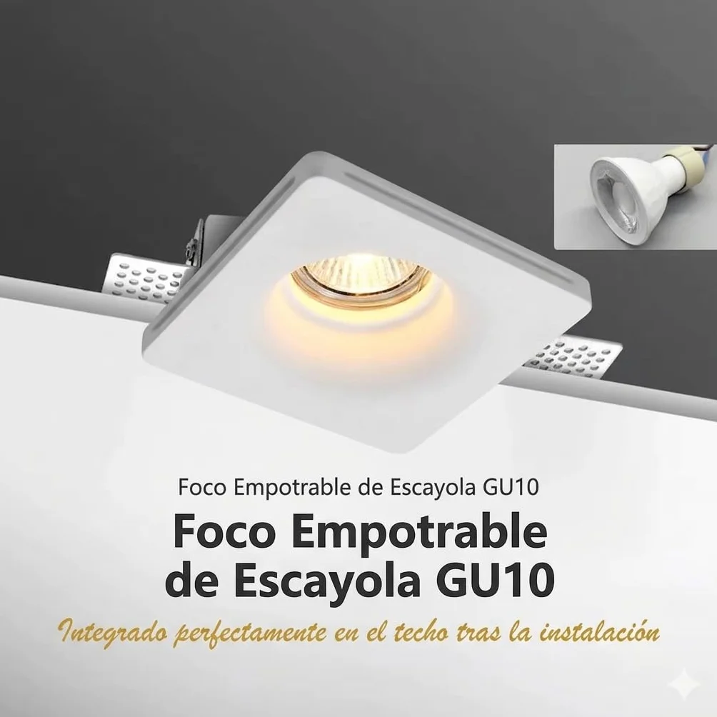 BARCELONA LED Downlight Empotrable Cuadrado GU10 Trimless Ø120mm Blanco IP20