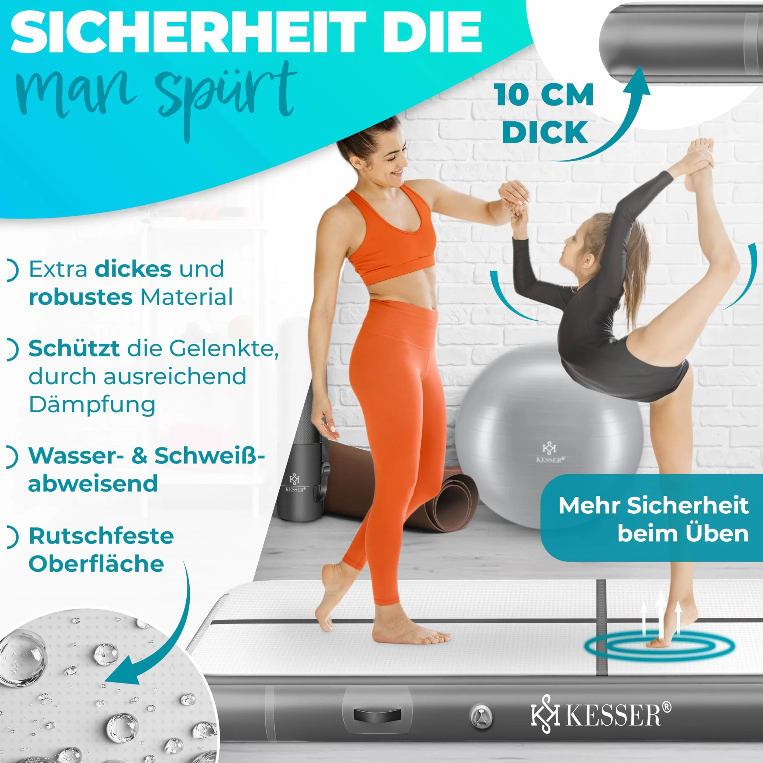 KESSER Colchoneta de Gimnasia Inflable Airtrack 3/4/5/6 m Esterilla de Yoga