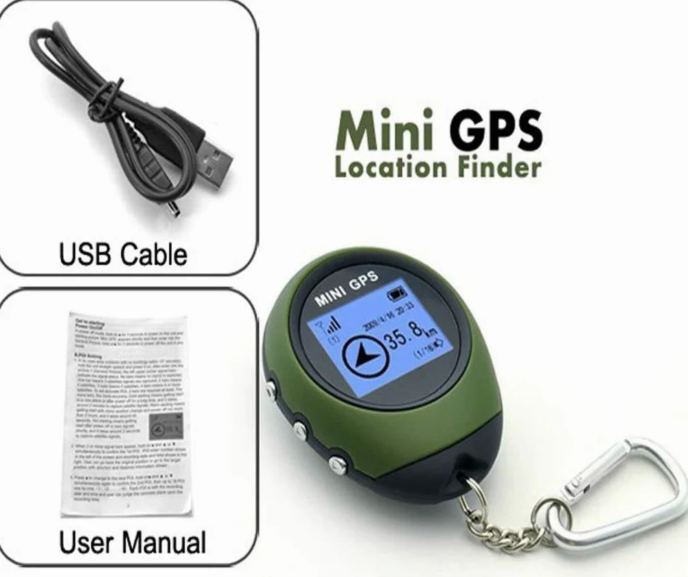 Winterworm - Llavero GPS portátil, tamaño reducido, dispositivo geolocalizador ideal para ciclismo, senderismo, excursiones en la naturaleza y «geocaching»