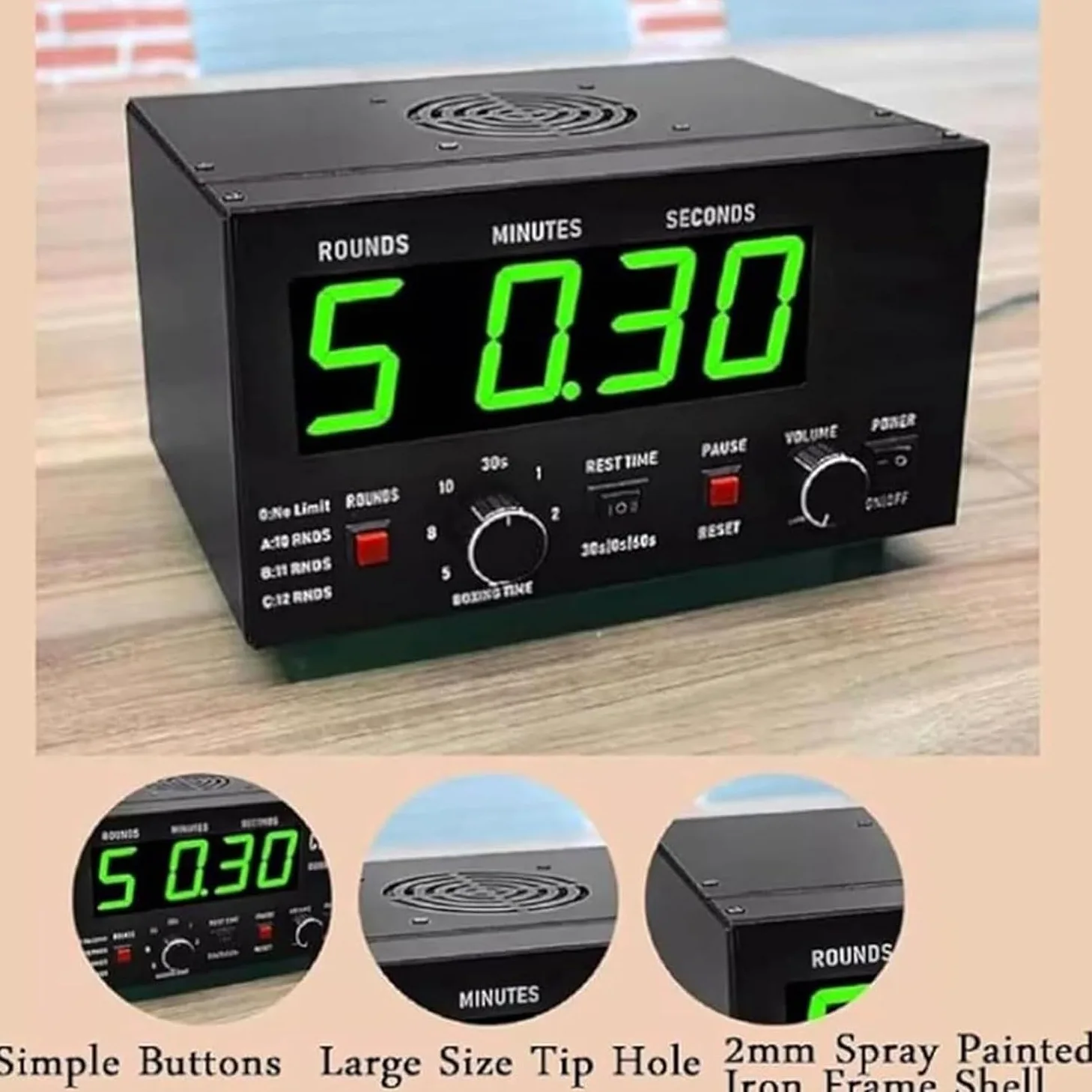 Temporizador digital de gimnasio con pantalla, temporizador de intervalo para entrenamiento de fitness, MMA, boxeo, entrenamientos HIIT, cuenta regresiva de ejercicios y cronómetro para atletas