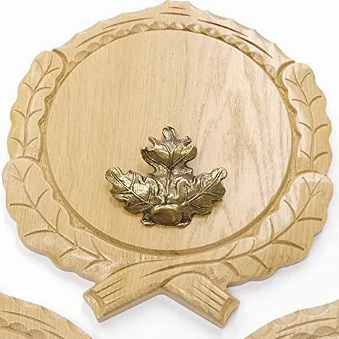 GTK Oferta 3 placas de cuña talladas de roble claro AF 19 cm con 3 hojas de roble, portada grande, tabla cuña, tabla de especias, cartel trofeo.