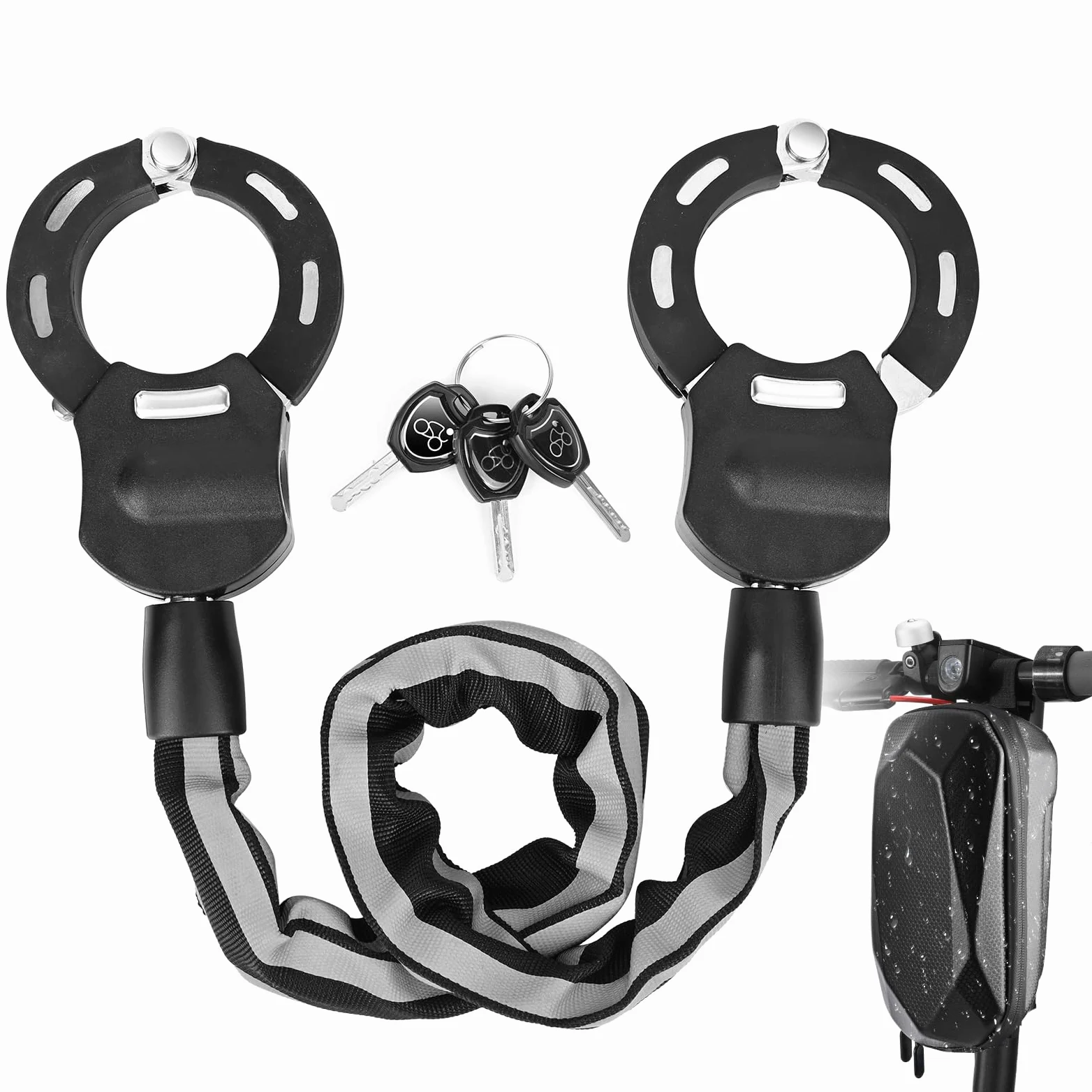 Candado para tritinte eléctrico, candado para patinete con llave y bolsa impermeable, cadenas antirrobo para bicicleta, scooter, bicicleta eléctrica, patinete autoequilibrado