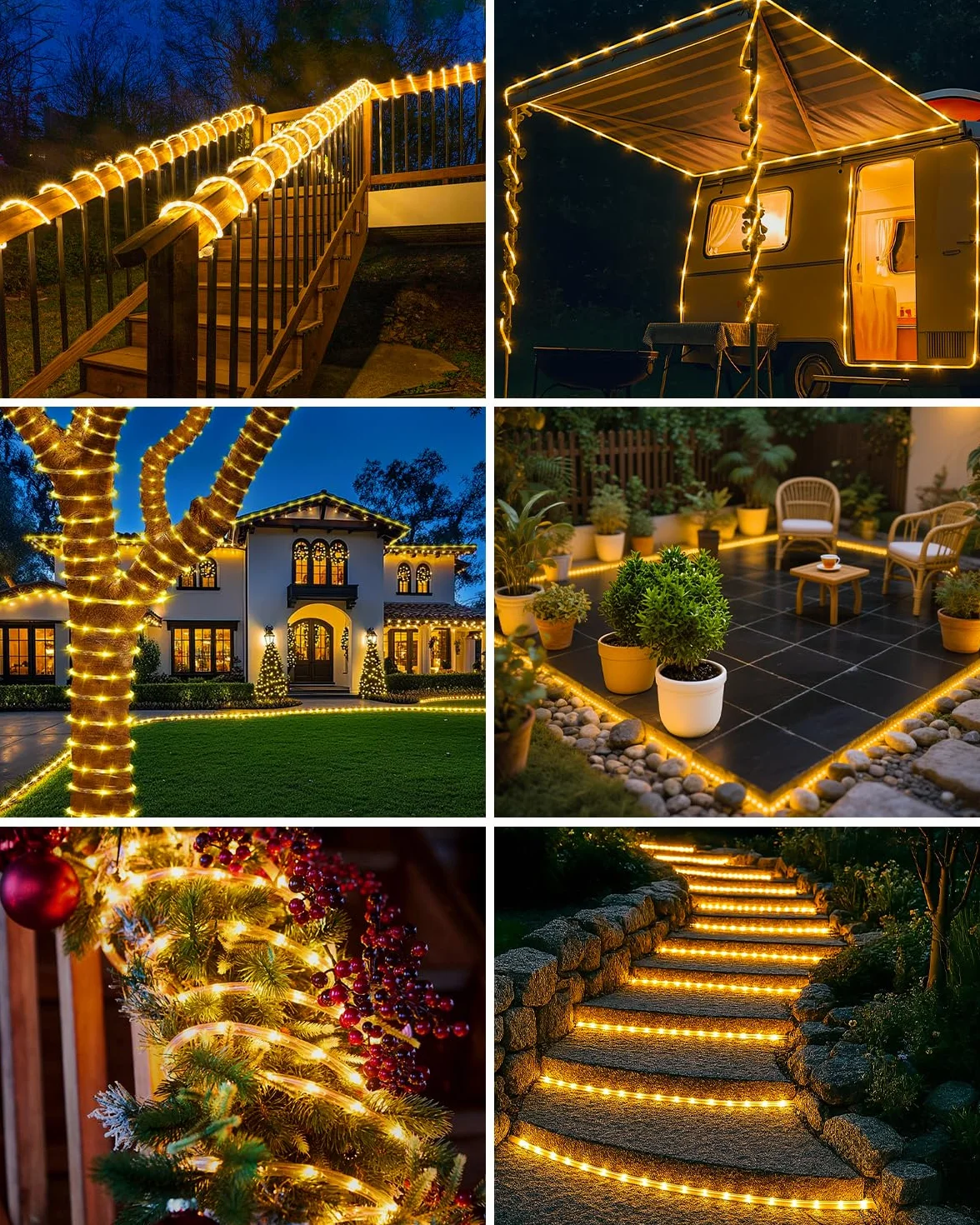 Btfarm Manguera de luces solares para exteriores 10 m 100 LED IP65 8 modos