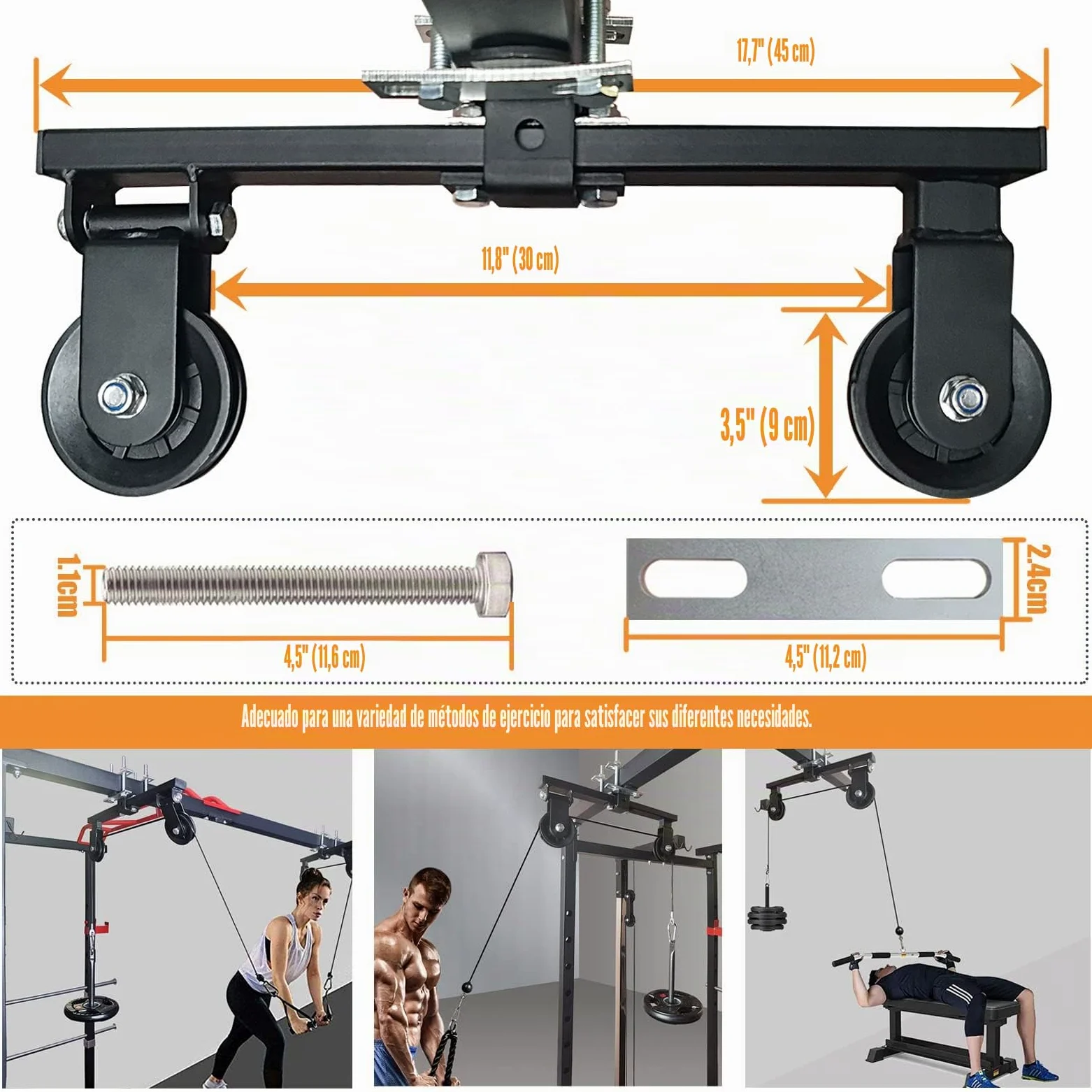 Dispositivo de tracción para Power Rack, máquina desplegable LAT, Sistema de Doble polea para Cables y Pesas para Gimnasio en casa, Entrenamiento de Fuerza, Racks de Potencia