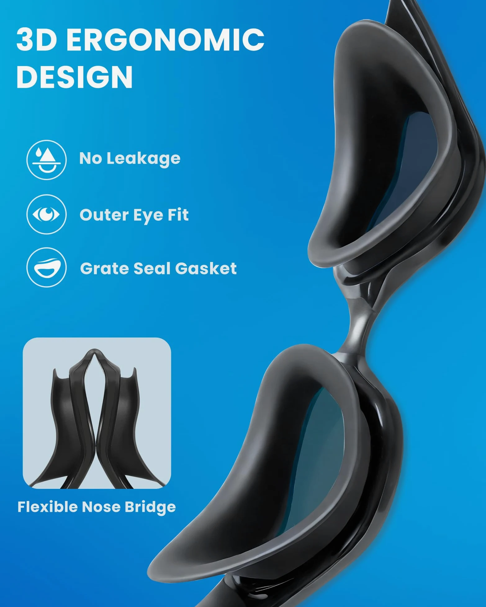 Freela Paquete de 2 gafas de natación para adultos, hombres y mujeres