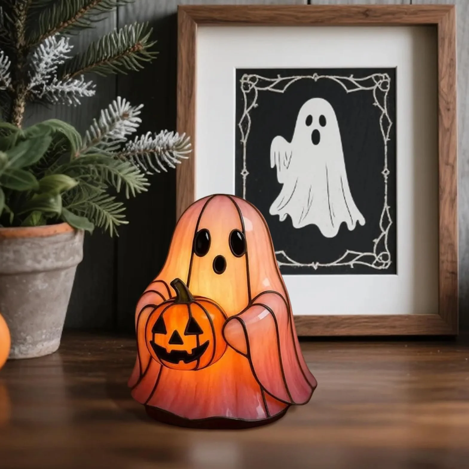 Lámpara LED Fantasma Halloween Decoración Hogar Portátil Estantería