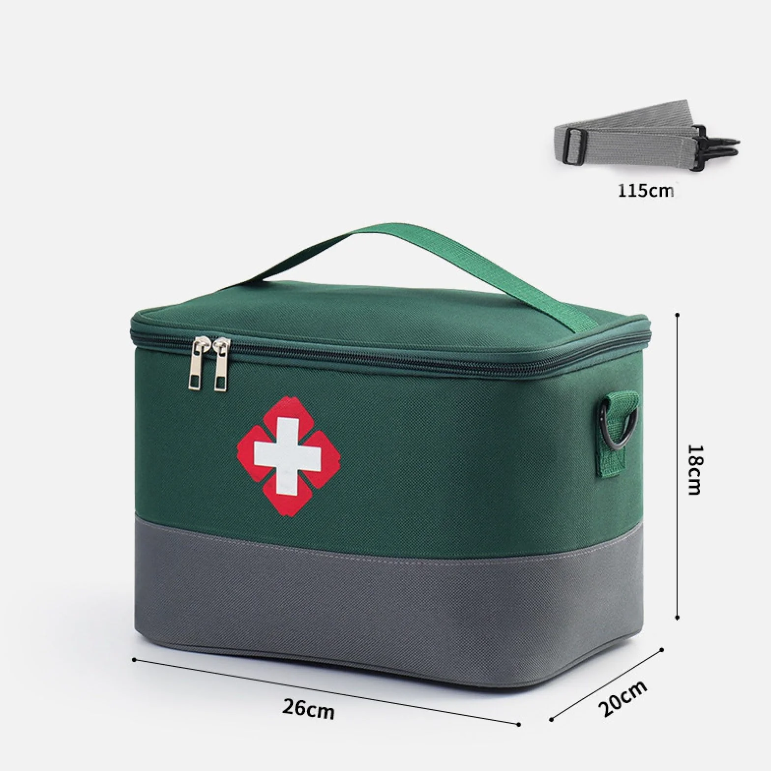 Bolsa impermeable para medicamentos de primeros auxilios médica de emergencia con correa para el hombro, verde