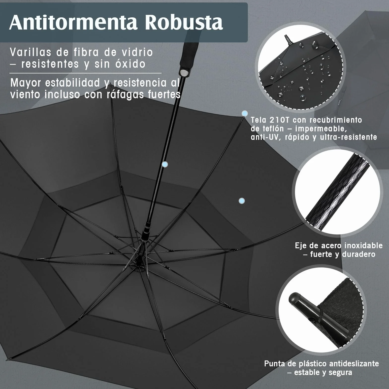 ZOMAKE Paraguas de Golf Grande Resistente al Viento,Resistente al Viento,50/54/62/68/72 Pulgadas,Paraguas de Golf Grande,Doble Toldo Ventilado para Hombres,Paraguas Extragrande de Gran Tamaño