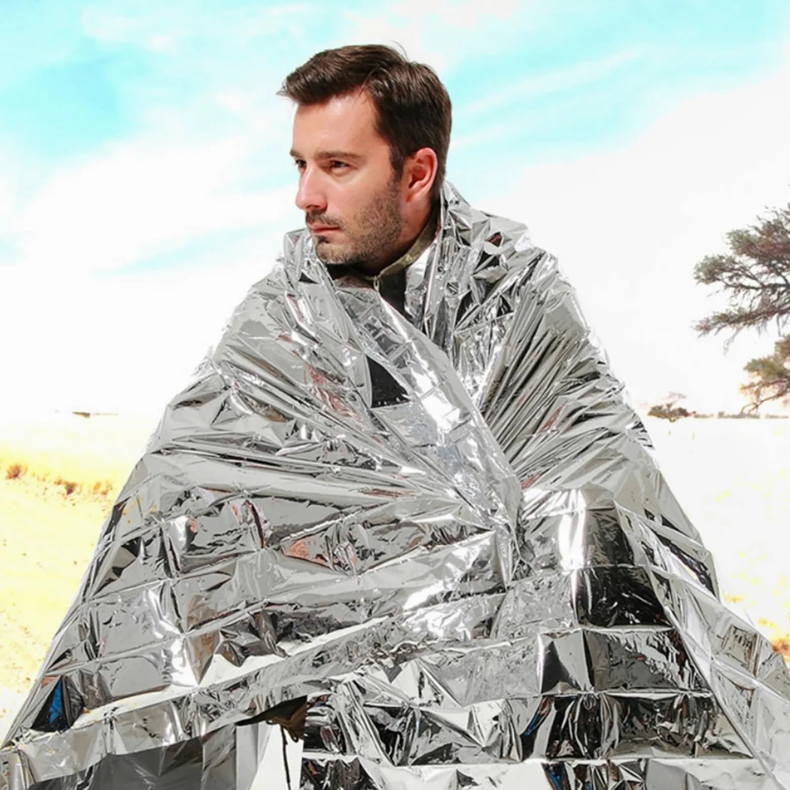 Kit de Primeros Auxilios de Rescate a Baja Temperatura for Exteriores, Manta Aislante, Saco de Dormir, Estera Salvavidas con película de poliéster for Mantener el Campamento(Blanket 30PCS)