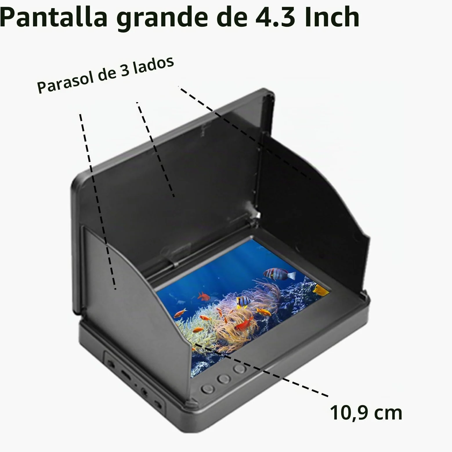Fish Finder - Cámara de pesca submarina (5000 mAh, visión nocturna, infrarroja, IP67, impermeable, con pantalla de 10 cm, para hielo, río y barco
