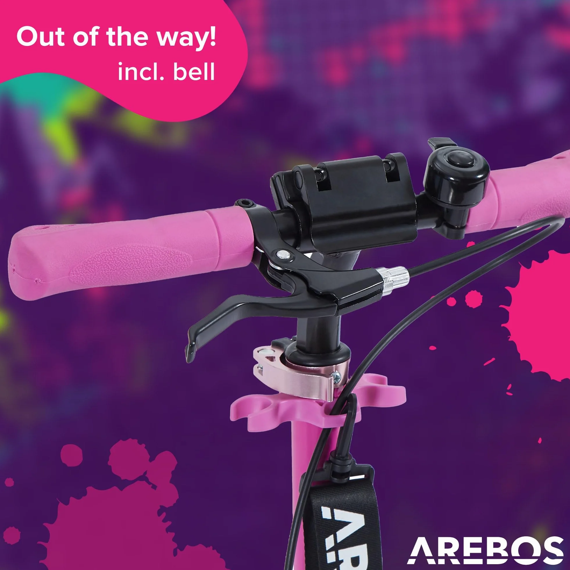 Arebos City Scooter Plegable Regulable en Altura con Ruedas LED y Freno de Mano