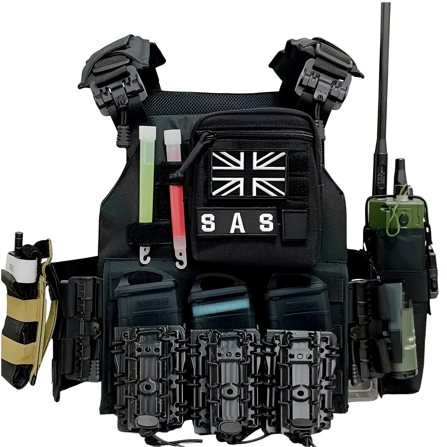 Chaleco Táctico Multifuncional Para Airsoft, Conjunto Completo - Con Portacargador Y Pequeña Bolsa Herramientas EDC. Equipo Modular Para El Pecho Para Cosplay, Juegos Guerra Al Aire Libre