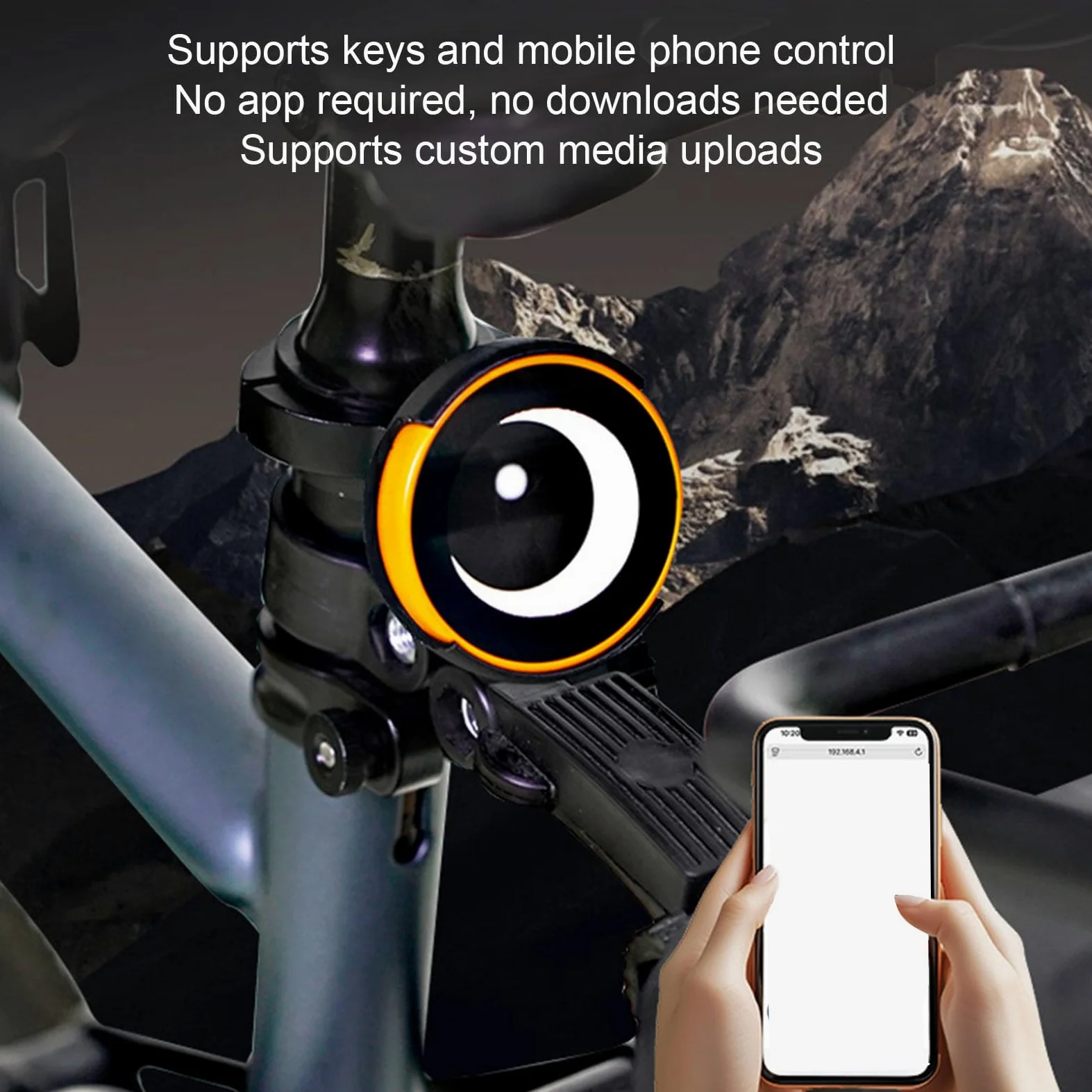 Luz Trasera de Bicicleta con Pantalla HD de 1,9 Pulgadas para Conducción Nocturna, Luces de Bicicleta con Control Táctil, Soporte GIF Conexión Inalámbrica Luces Traseras de