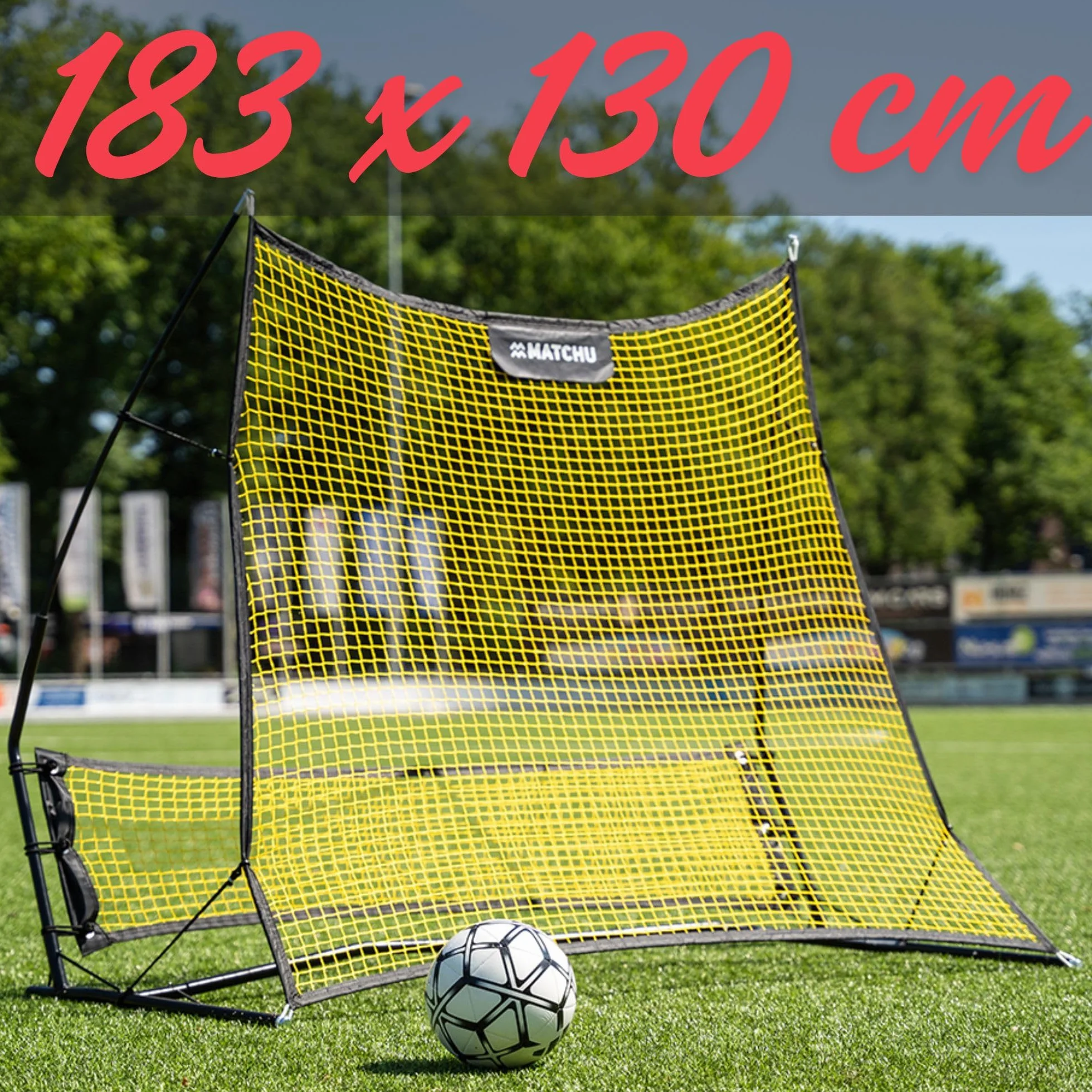 MATCHU 2-en-1 Fútbol Rebounder Kickback 183 x 130 cm Negro Amarillo