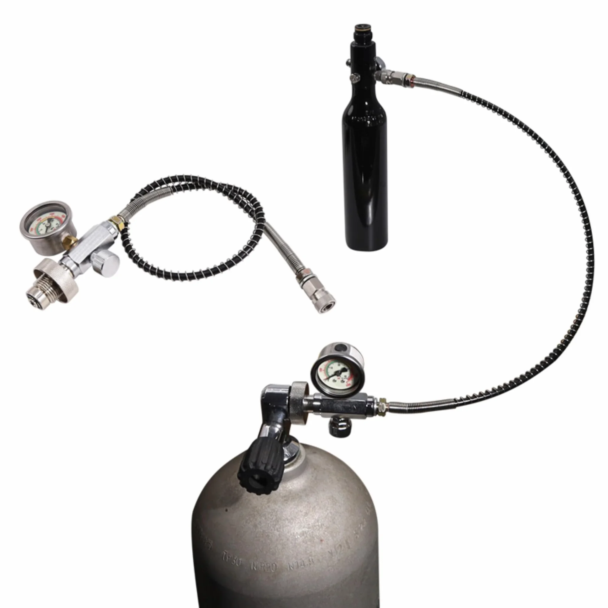 TUXING 4500PSI PCP Paintball Alta Presión Gas Cargador 24 Pulgadas Tanque Grande a Botella Pequeña Buceo Extinción de Incendios Estación de Gas Recarga Conector