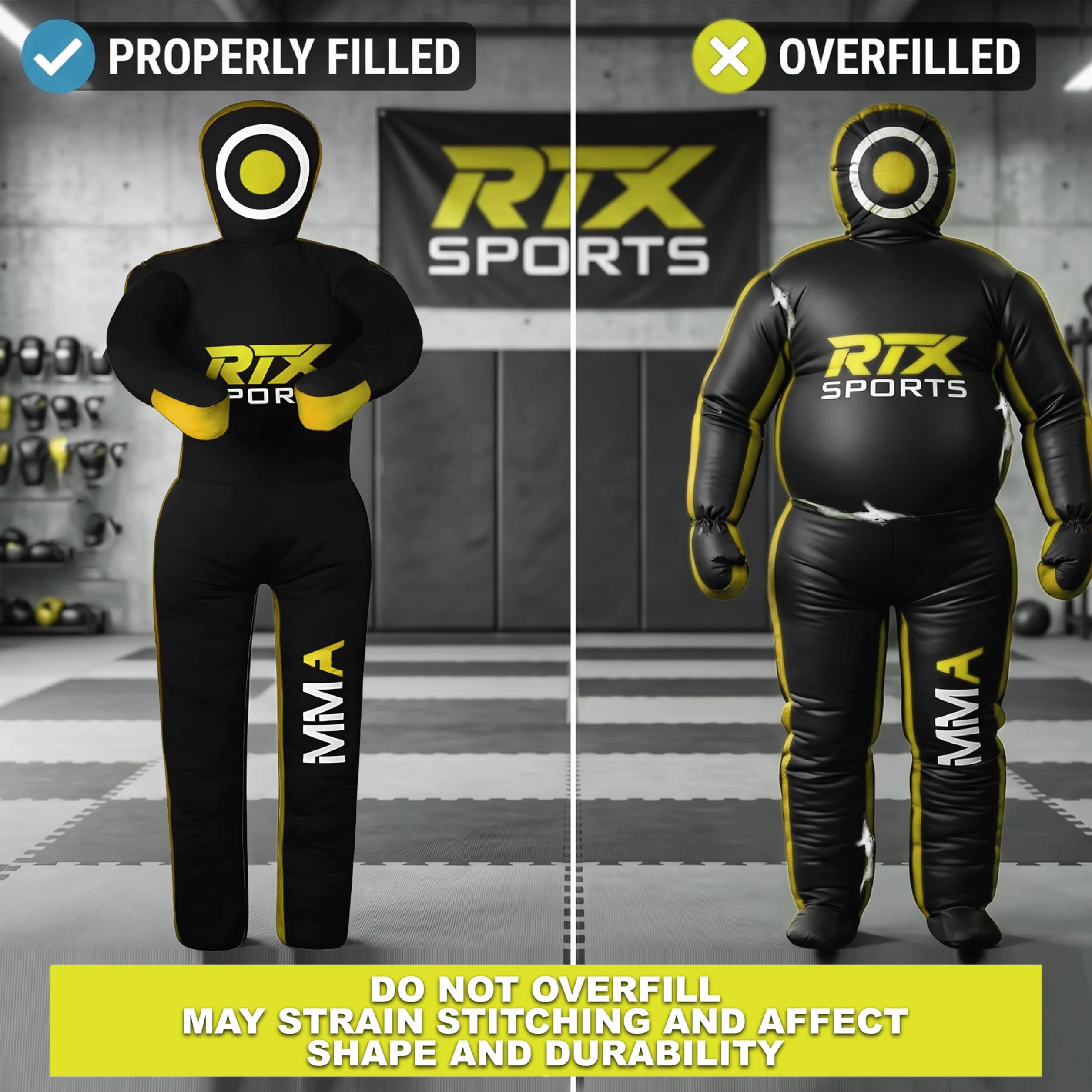 RTX MMA Dummy Judo Grappling Dummy Punch Bag Brazilian BJJ JIU Jitsu Standing Posición de Lucha Libre de Artes Marciales Boxing Karate Entrenamiento Dummy - Lona - UNFILLED
