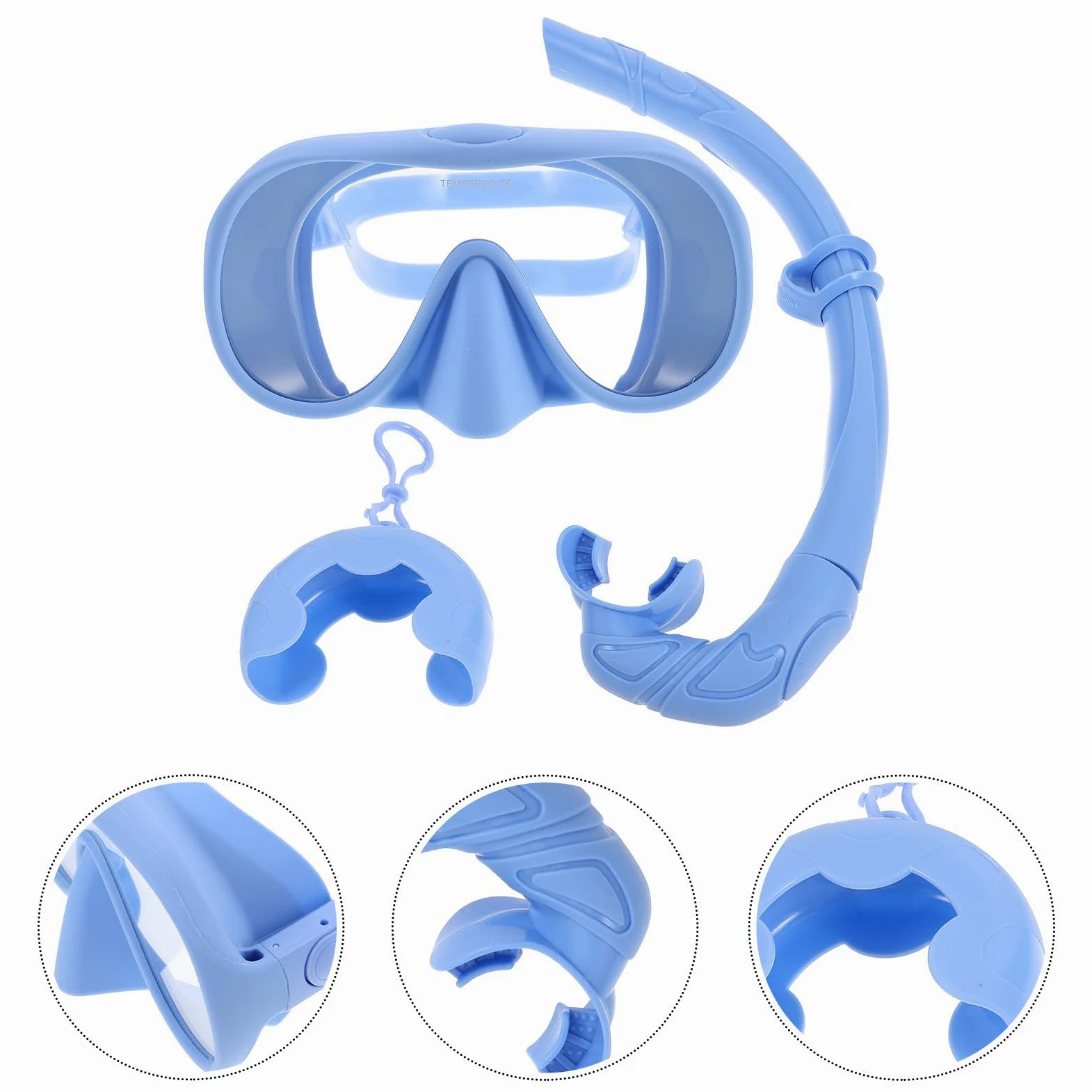 INOOMP Equipo de Snorkel para Adultos con Diseño Integrado, Gafas de Silicona y Templado, Tubo Plegable y Fácil Almacenamiento para Buceo y Viajes