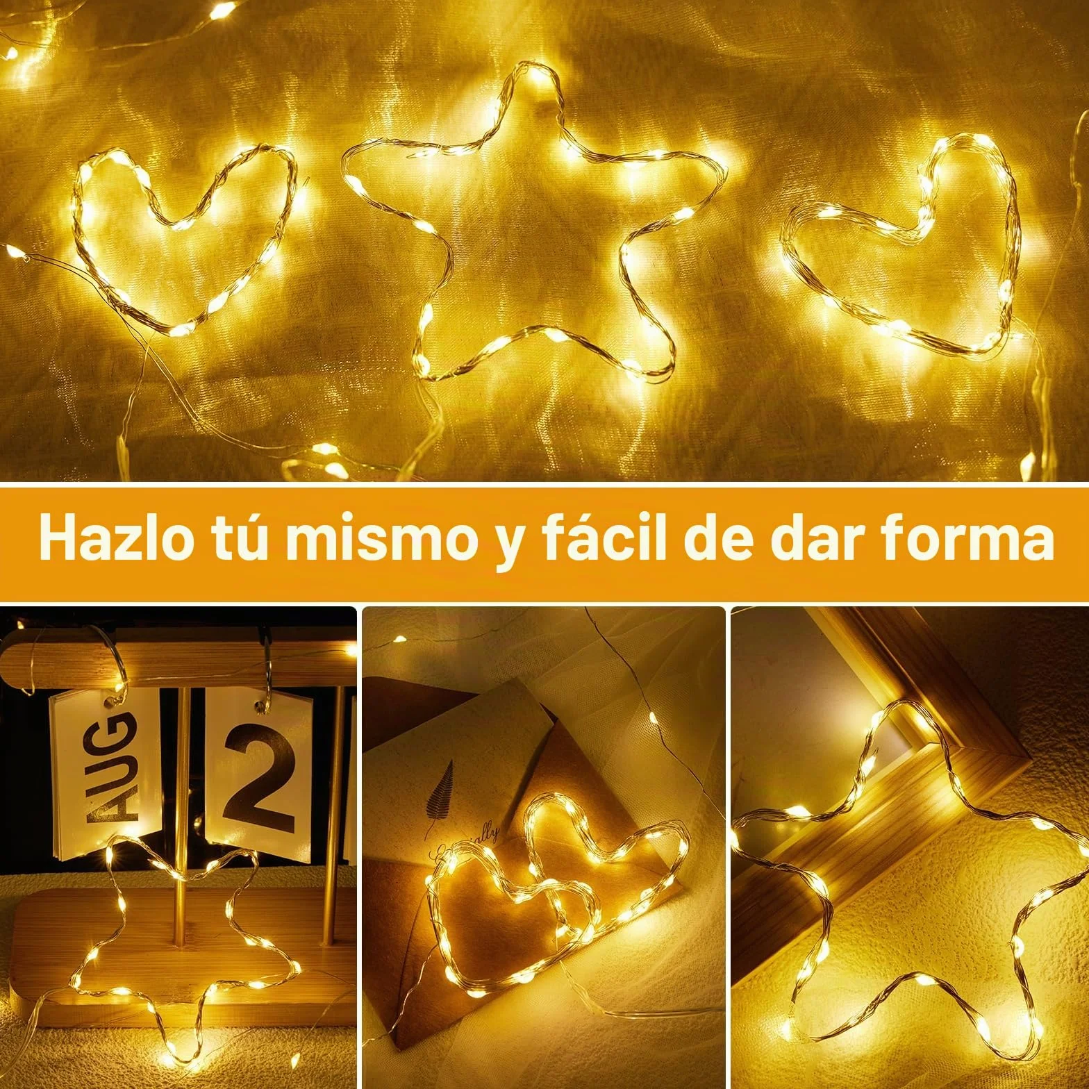 Guirnalda Luces LED 20 Piezas 1m 10 LED Impermeable Pilas Decoracion para Interior Jardin Boda Fiestas