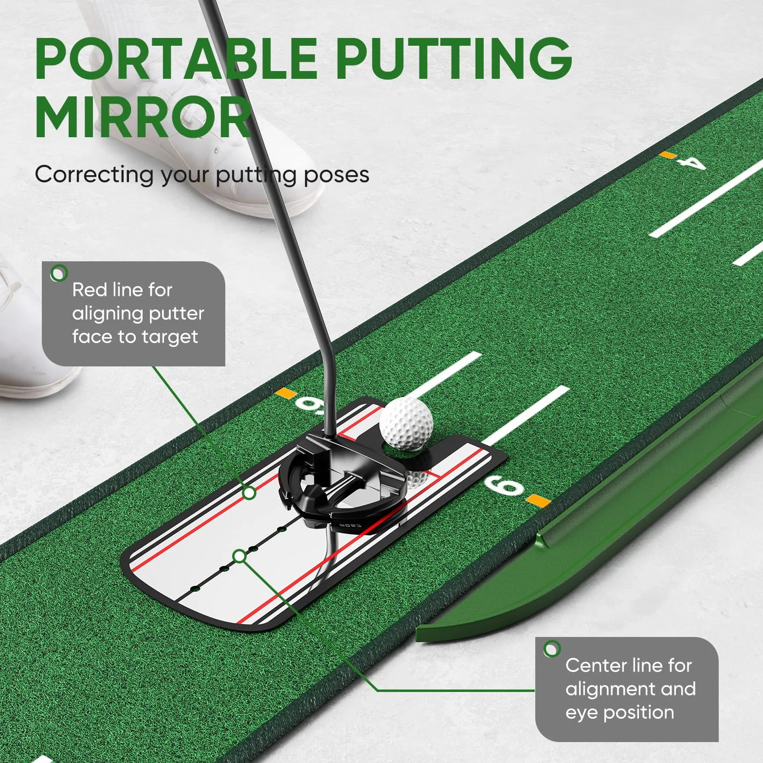 WildFun Golf Putting Green Mat with Putting Gates and Mirror for Home Office Practice