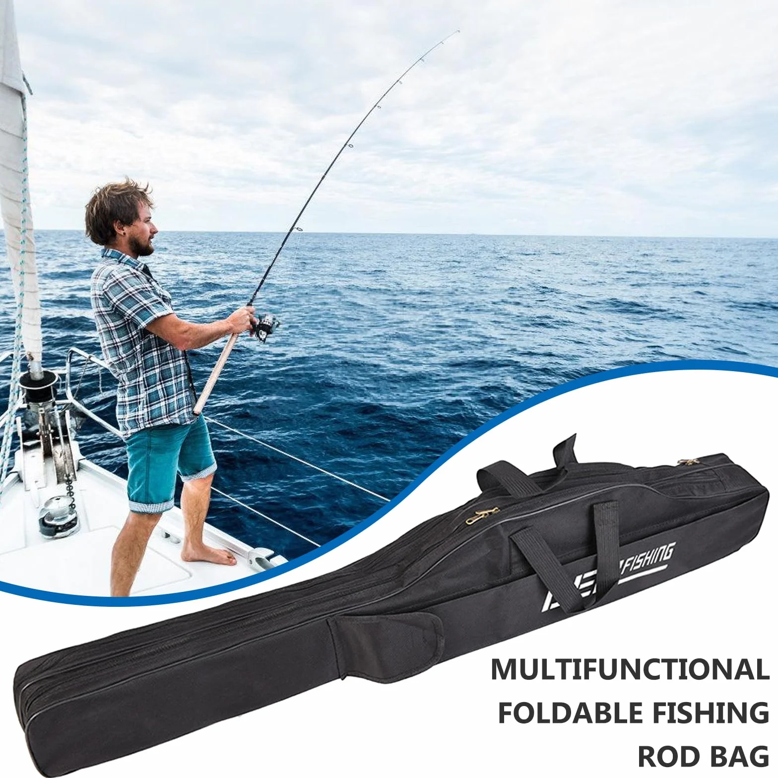 BORDEAG Caña De Pesca Portátil 150 cm, Bolsa Para Equipos y Soportes