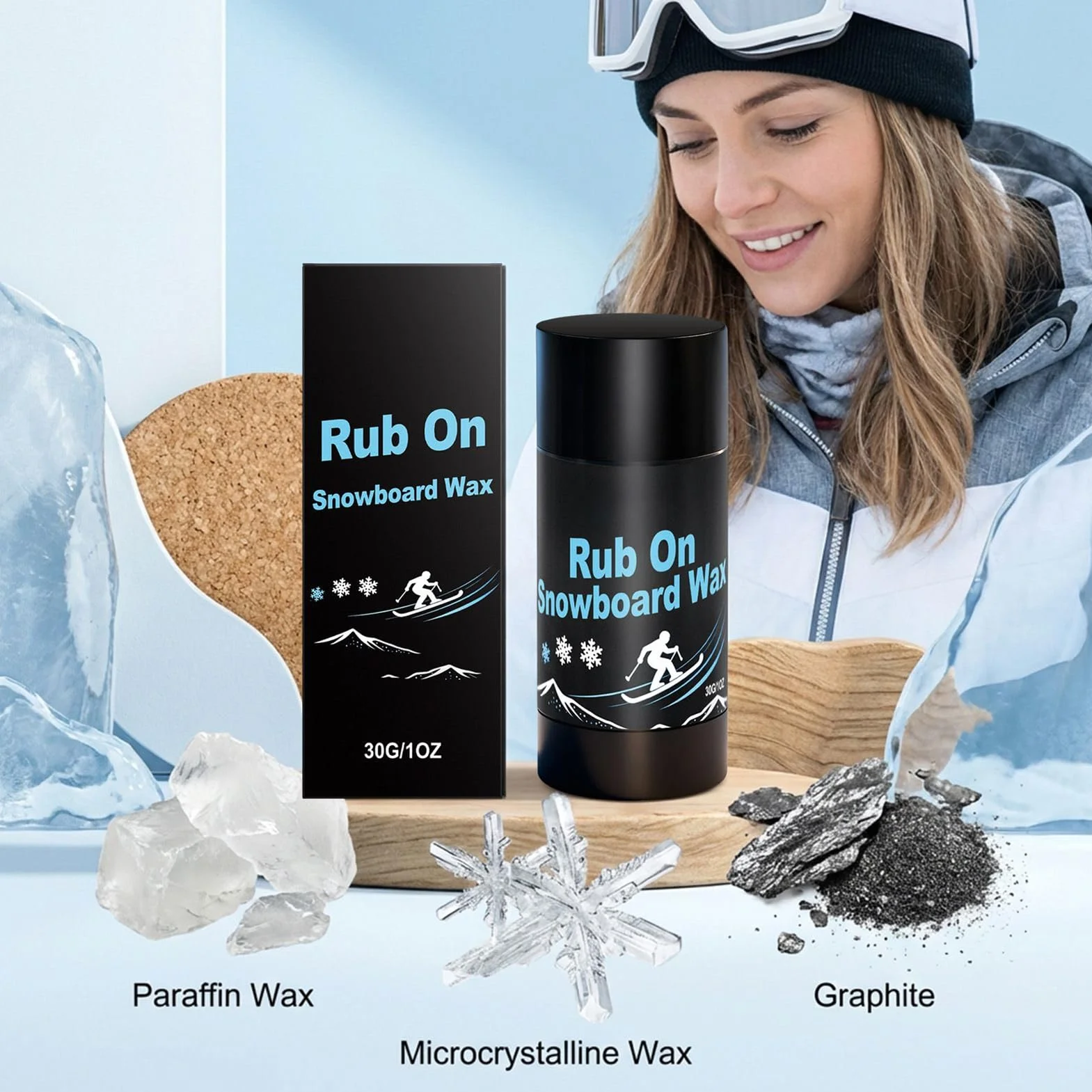 Genérico Ski Wax - Quick Speed Bar For Snow Performance | Solid Wax Formula with Smooth Rub On Action, Portable Waxing Accessory For Snowboard Skiing Cross Country Indoor Outdoor Use