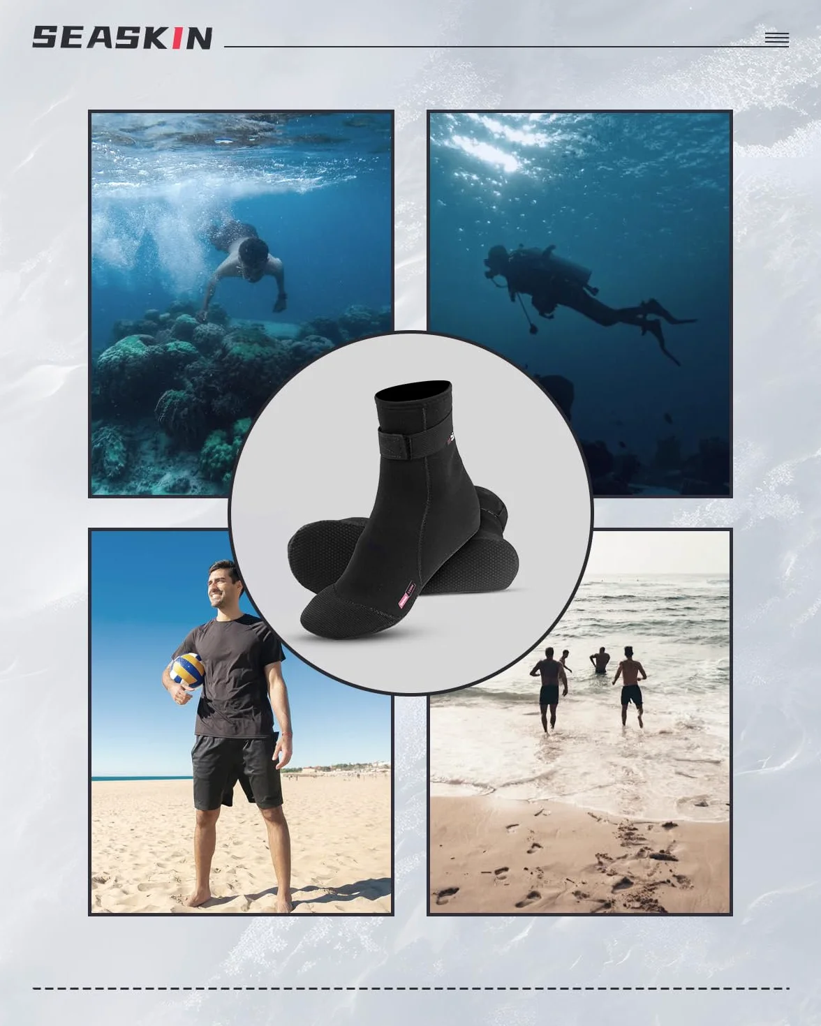 Seaskin Calcetines de neopreno, 3 mm, para voleibol de playa, arena, fútbol