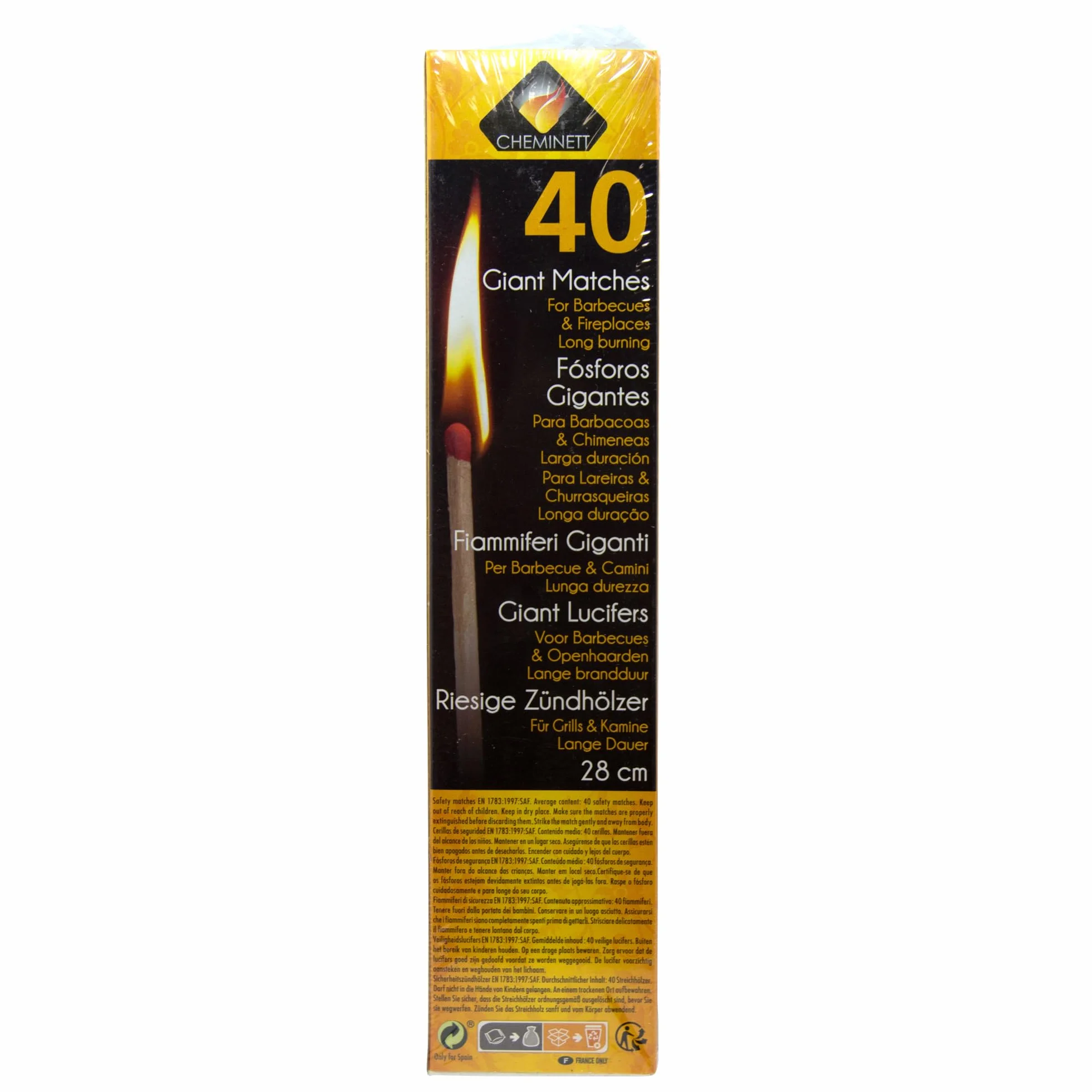 Pyro Feu 4755-48 Fosforos Extra-Largos 28cm Caja 40 Uds Madera