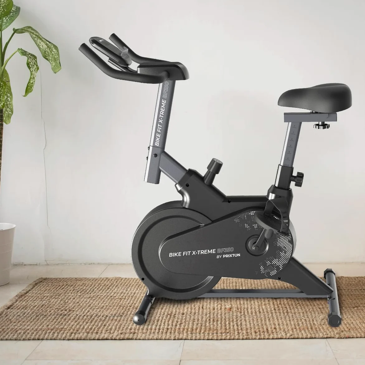 PRIXTON Bicicleta Estática Bike Fit Xtreme para cardio y fitness, Bicicleta de Spinning con Resistencia 6 kg, 7 niveles, Pulsómetro y Pantalla LED, Soporte para dispositivos