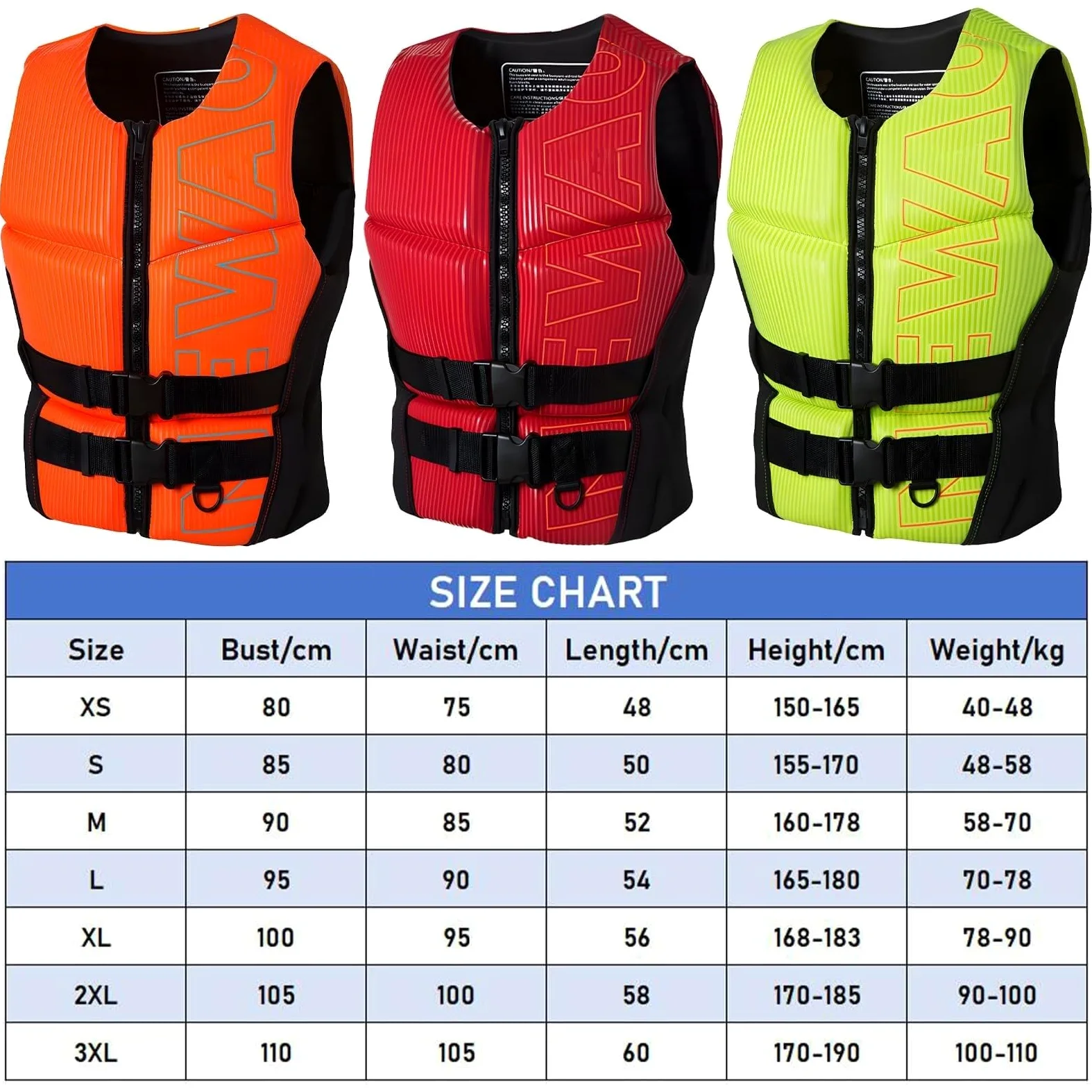 Chaleco de Kayak Premium con Cremallera Ajustable y Cinturón | Chaleco de Kayak PFD for Navegación, Pesca, Surf, Deportes Acuáticos for Adultos y Niños