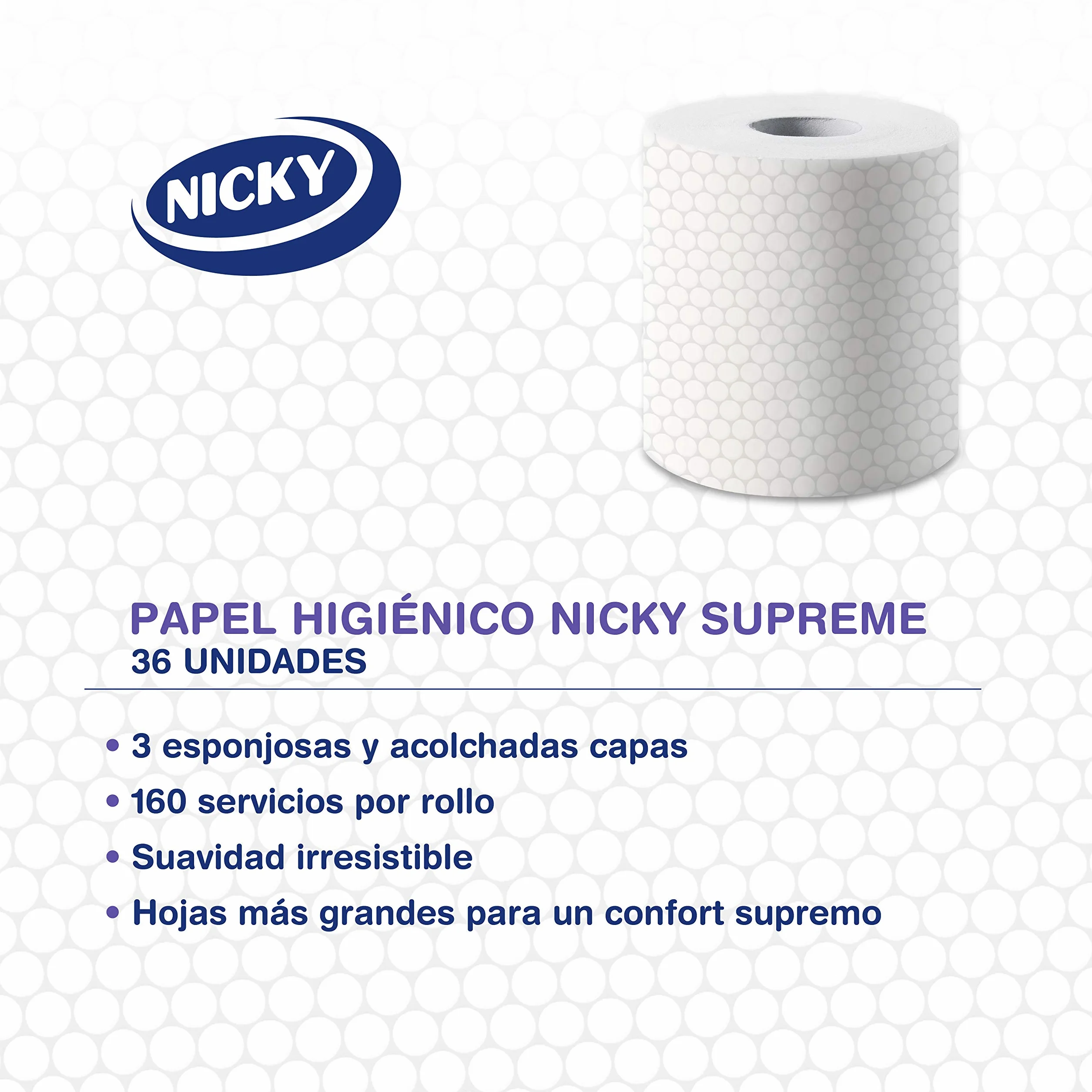 Nicky Supreme Papel Higiénico 42 Rollos 3 Capas 160 Servicios por Rollo FSC