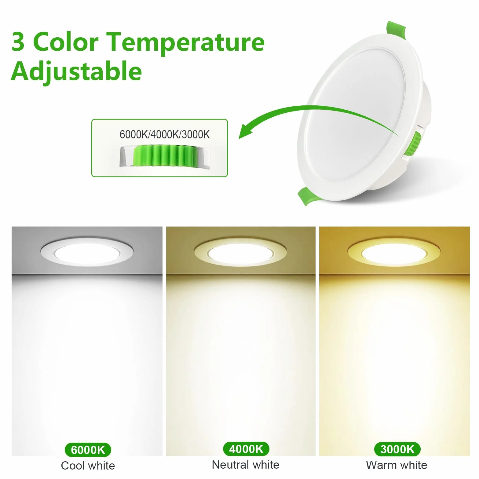 IP44 Downlight LED Techo Empotrable 7W Regulables 3000K/4000K/6000K 5%-100% AC220-240V Orificio 95-100mm Pack 5