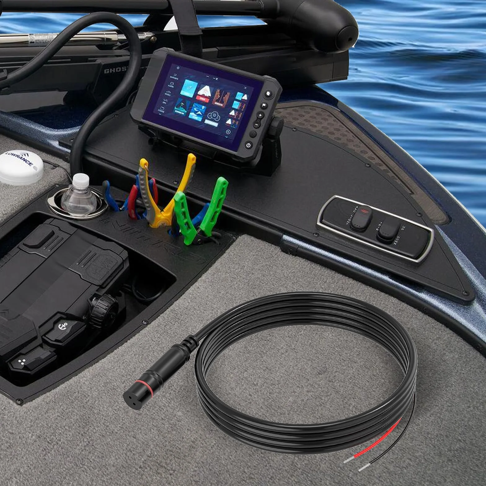 Upgrate Cable de alimentación de repuesto para Lowrance HOOK2 Hook Reveal 5/7/9/12