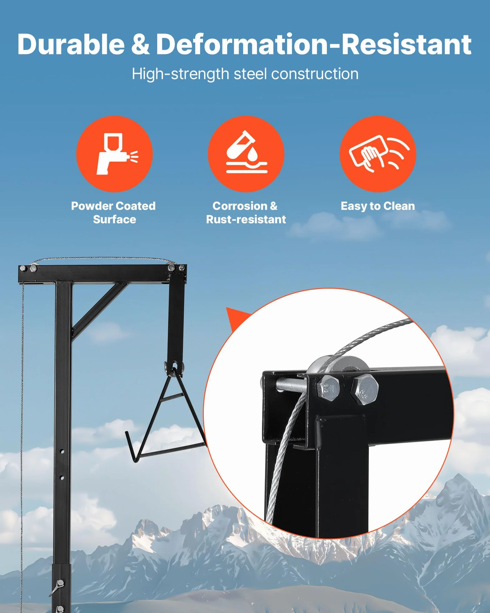 VEVOR Polipasto de Enganche para Camión, 226,8 kg, Grúa para Caza con Receptor 5 cm, Eje Giratorio 360°, Altura Ajustable