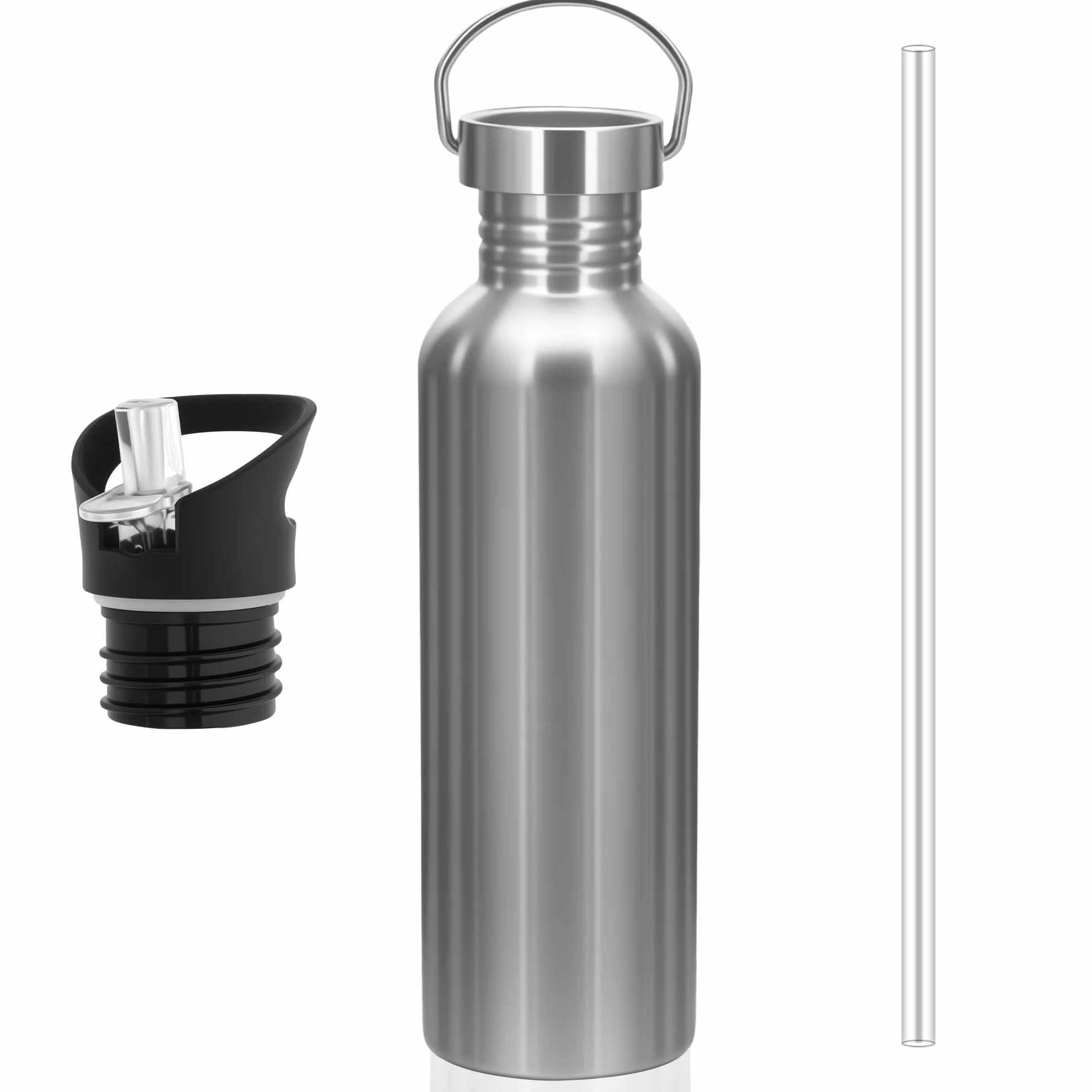 Botella Agua Acero Inoxidable 1000ML (1 Litro) - Cantimplora Acero Inoxidable Sin BPA, Reutilizable Ligera y Sin Fugas, Dos Tapas para Gym, Gimnasio, Deporte, Oficina y Niños
