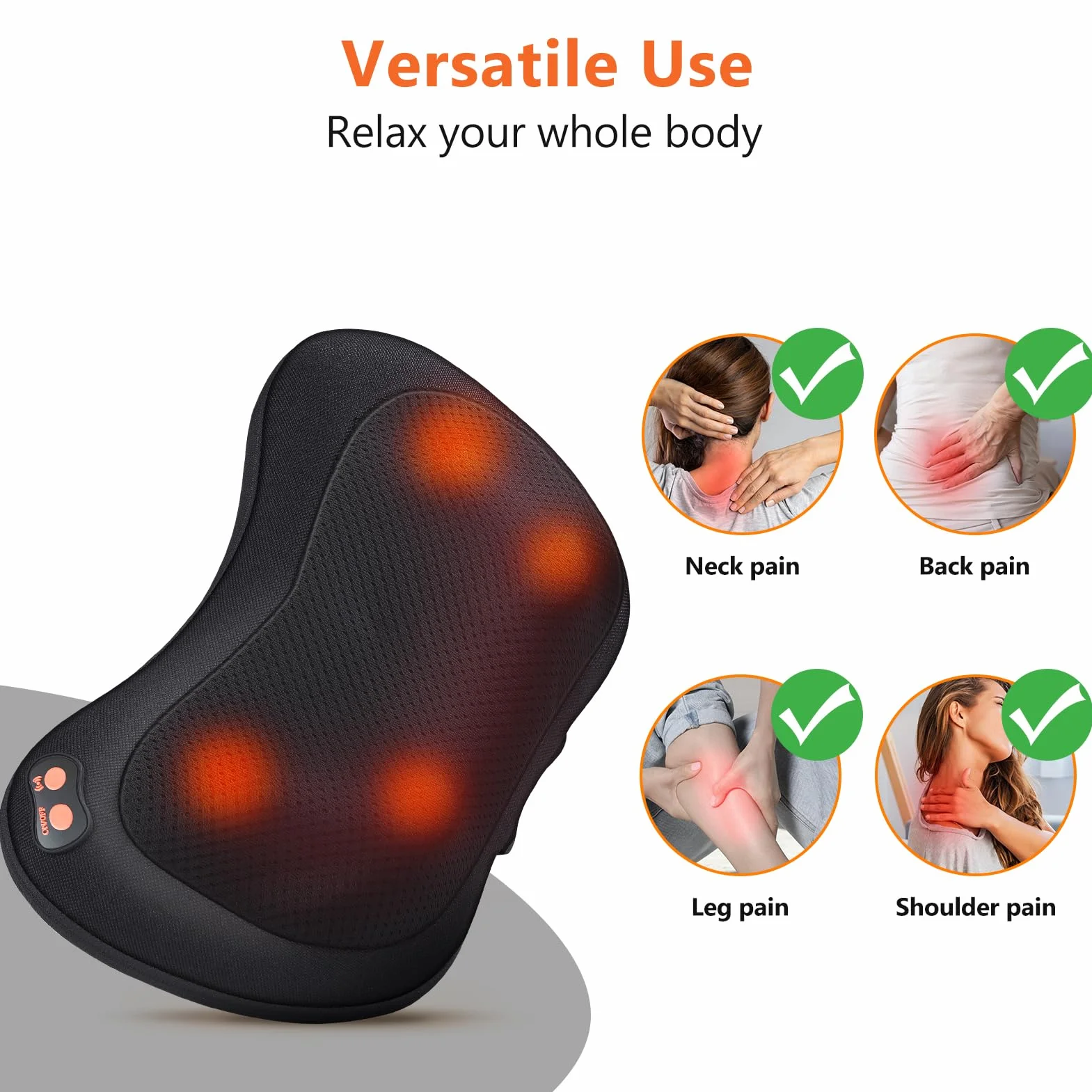 Masajeador Cervical y Cuello Shiatsu Almohada Masaje con Calor Rotación 3D