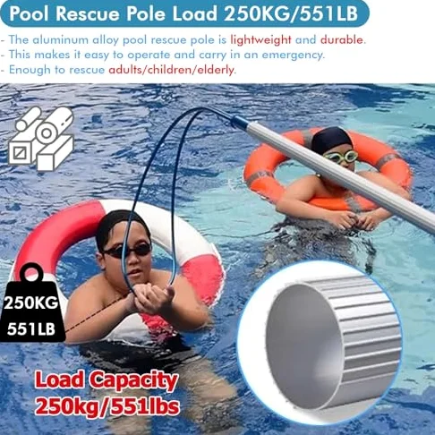 Genérico Pértiga telescópica de Rescate con Gancho para el Cuerpo - Equipo de Seguridad de Emergencia Extensible de 3,65 m (12 pies), Juego de 2 Piezas con Cuerda para Rescate y Seguridad rápidos en