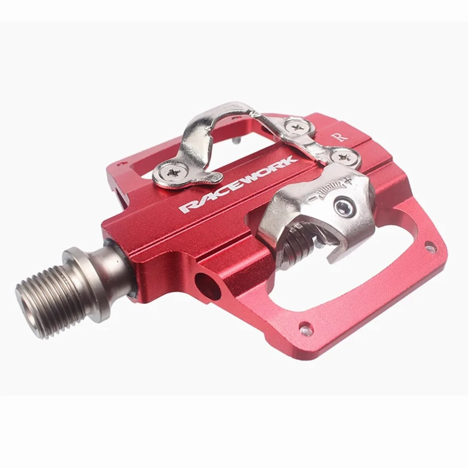 Genérico Compatible con Pedales automáticos RACEWORK MTB, Pedales de Bicicleta de Plataforma Plana Doble SPD de aleación de Aluminio CNC autoblocantes con rodamiento DU,Piezas