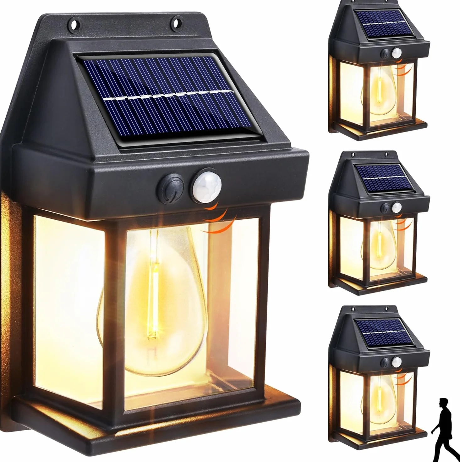 Joomer 4 Paquete Luz Solar Exterior IP65 Impermeable con Sensor de Movimiento, Blanco Cálido