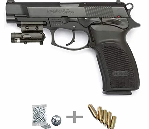 Kit ASG Thunder 9 Pro LÁSER - Pistola de Aire comprimido (CO2) y balines de Acero (perdigones BBS) Calibre 4.5mm. Réplica + Accesorios <3,5J