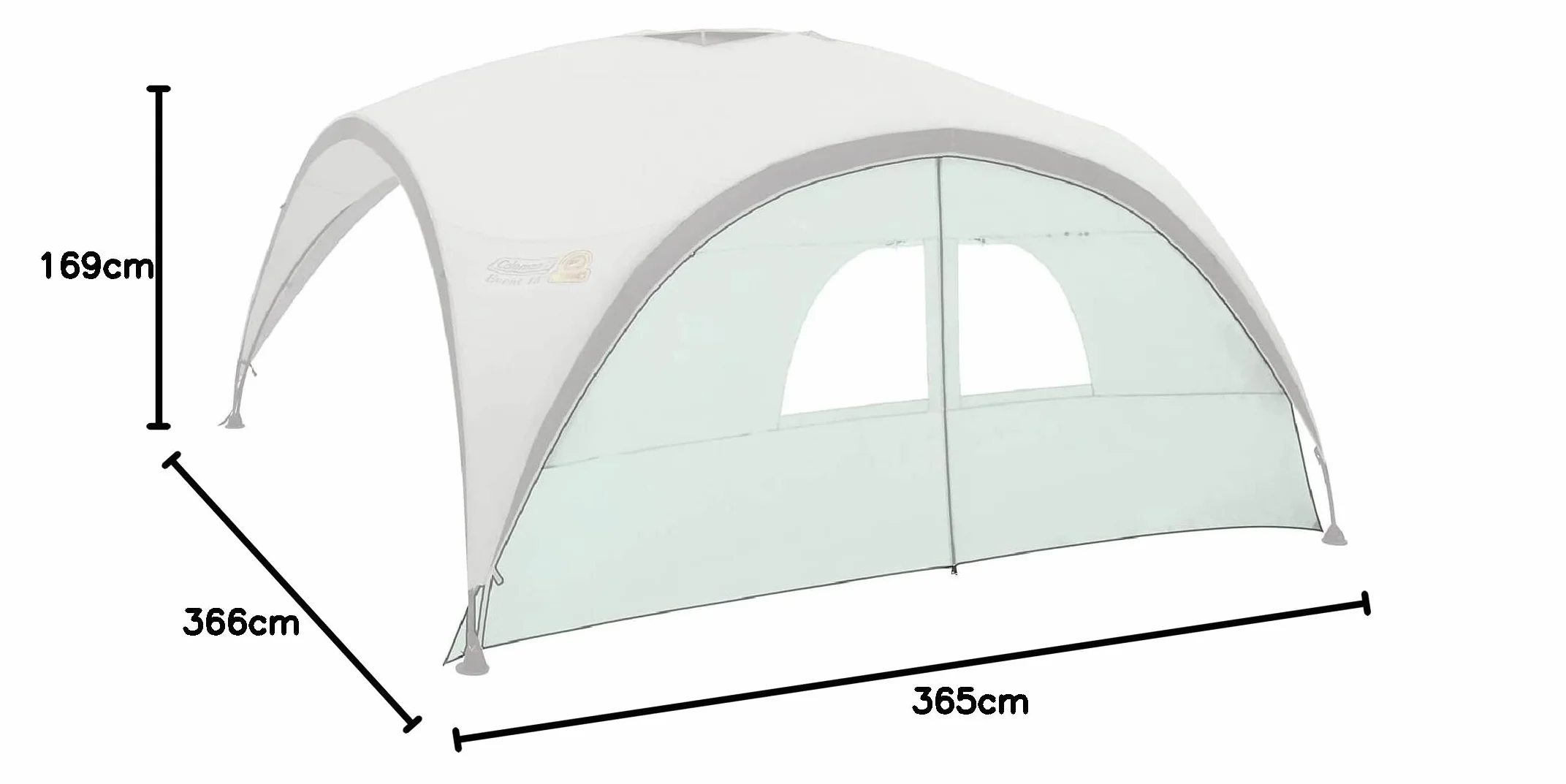 Coleman Fast Pitch Shelter Panel Lateral con Ventanas y Puerta para Carpa Event Shelter Pro L 3,6 x 3,6 m, Alta Protección Solar 50+, Impermeable