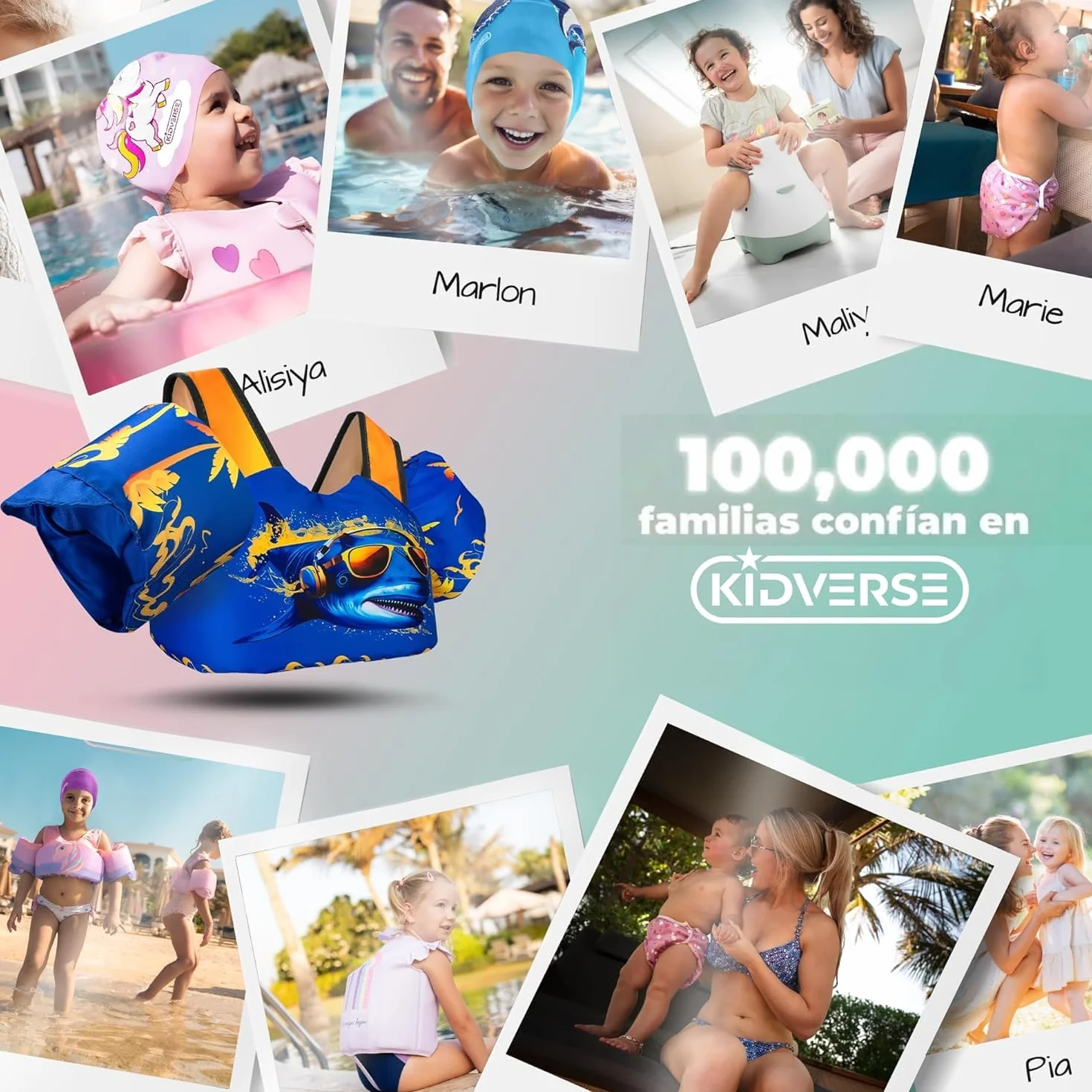 KIDVERSE Chaleco de natación para niños de 3 a 6 años - Calidad certificada - Ayuda a Flotar para niñas y niños - Aprendizaje en la Piscina - Chaleco Infantil para Piscina