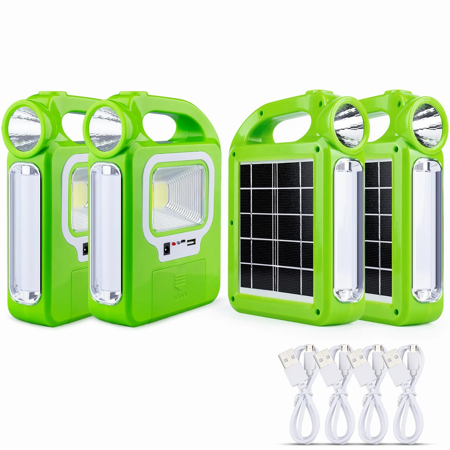 Paquete de 4 faroles solares esenciales para camping, accesorios de luces, linterna LED recargable, luces de tienda de campaña para emergencia, huracán, kits de supervivencia, lámpara operada, carga