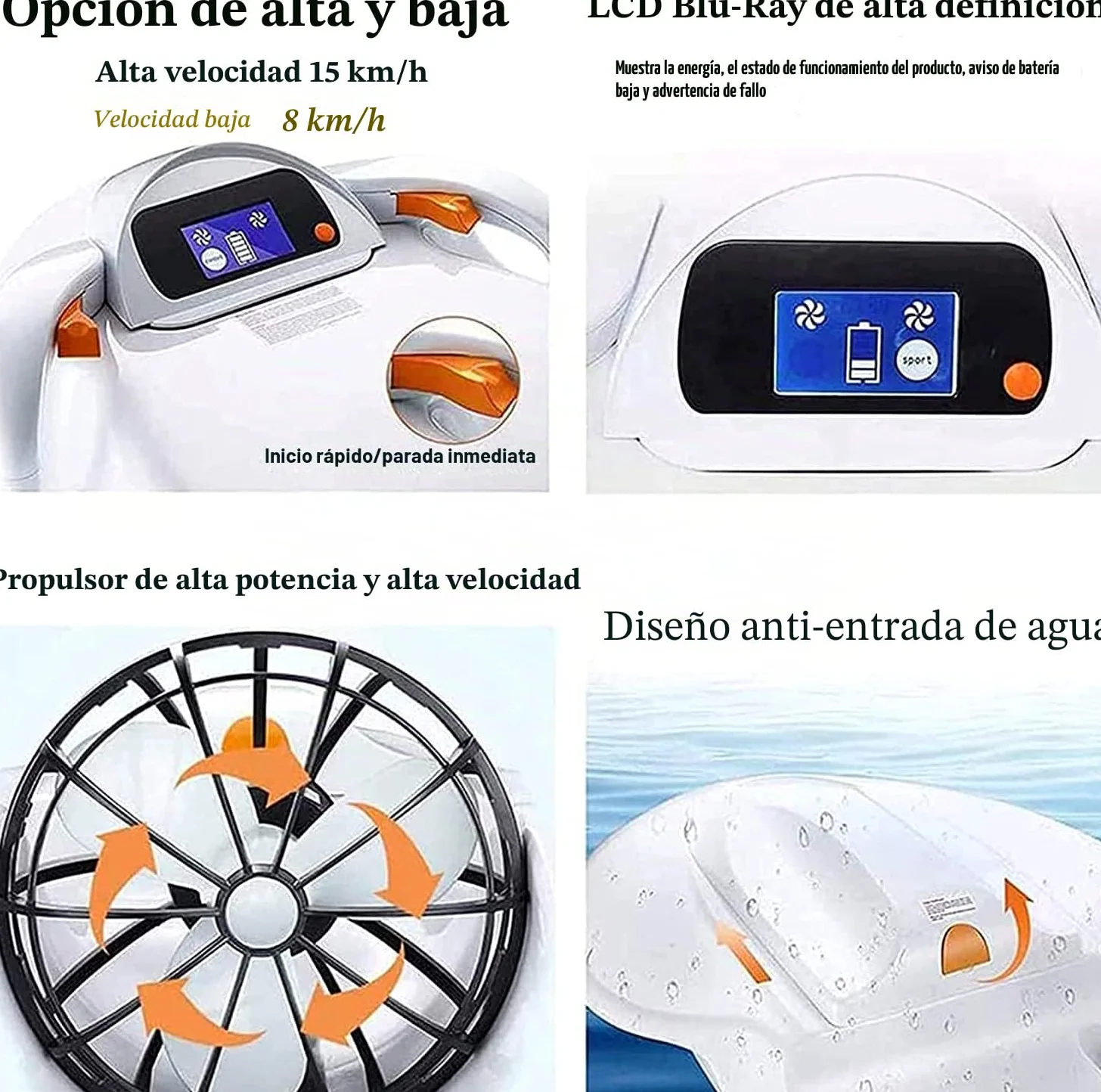Tabla de surf eléctrica con scooter submarino inteligente, 4 niveles de velocidad, 120 minutos de batería, pantalla LCD, ideal para natación, wakeboard y bodyboard