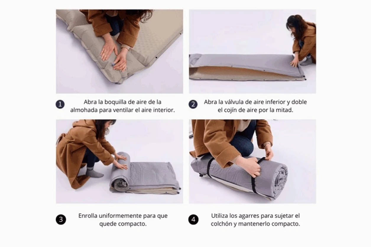 Inuitz Colchon autoinflable Doble 190x130 cm – 5 cm de Amortiguación – Colchoneta Plegable Ligera para Camping en Pareja y Aventuras Outdoor