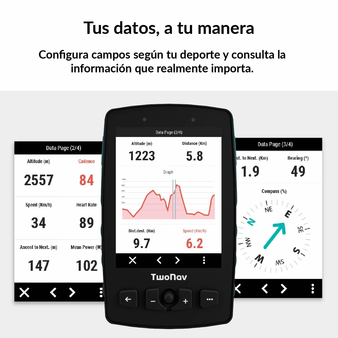 TwoNav Aventura 2 Plus (32 GB) + MicroSD (128 GB) + Mapa Completo España IGN Topo 1:25.000 Instalado, GPS de Mano con Pantalla Amplia 3.7 Pulgadas, Botones y Joystick para montaña, Alpinismo