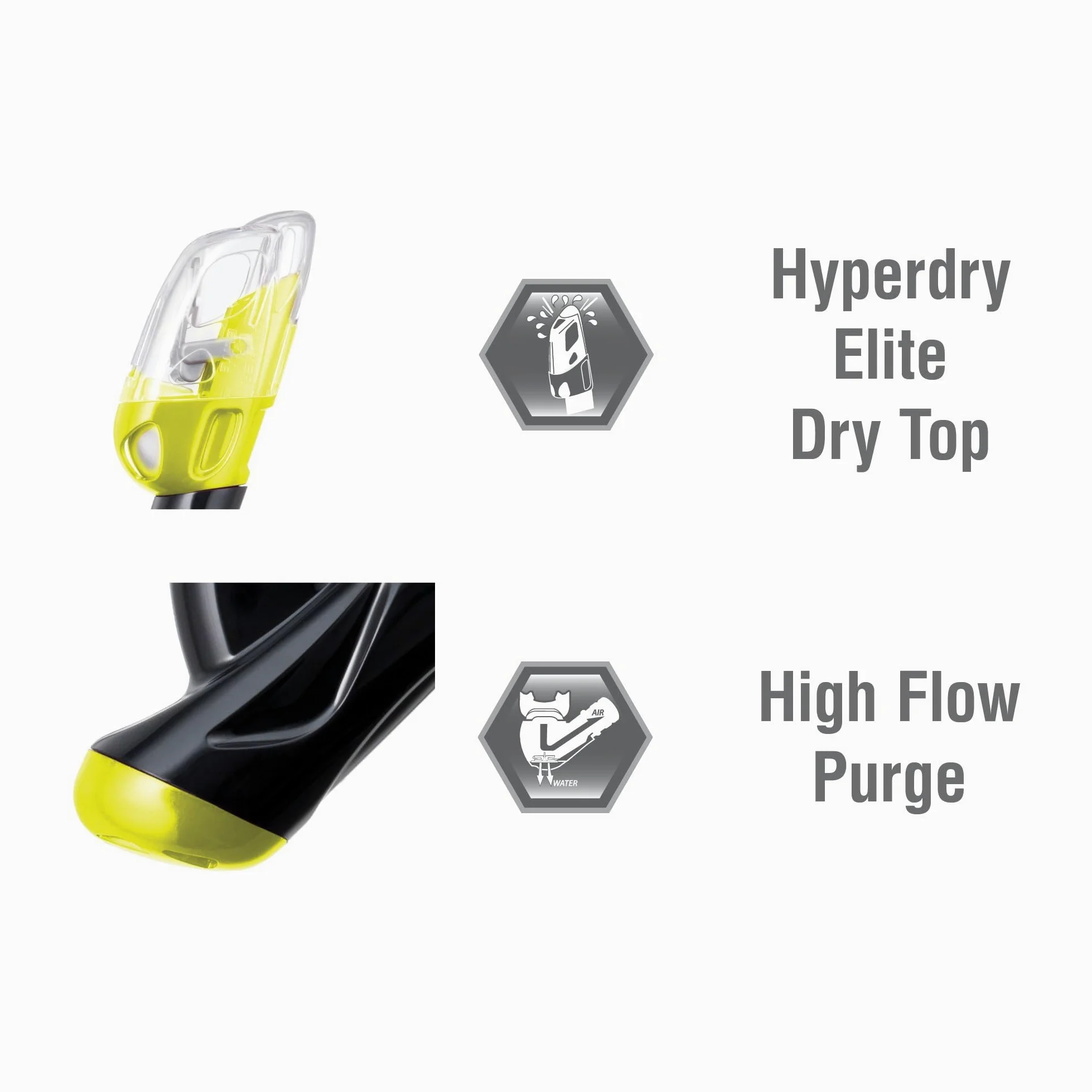 TUSA Sport Máscara de purga 3D Imprex para adultos y esnórquel seco, negro/amarillo flash, UC-3325P-BKFY