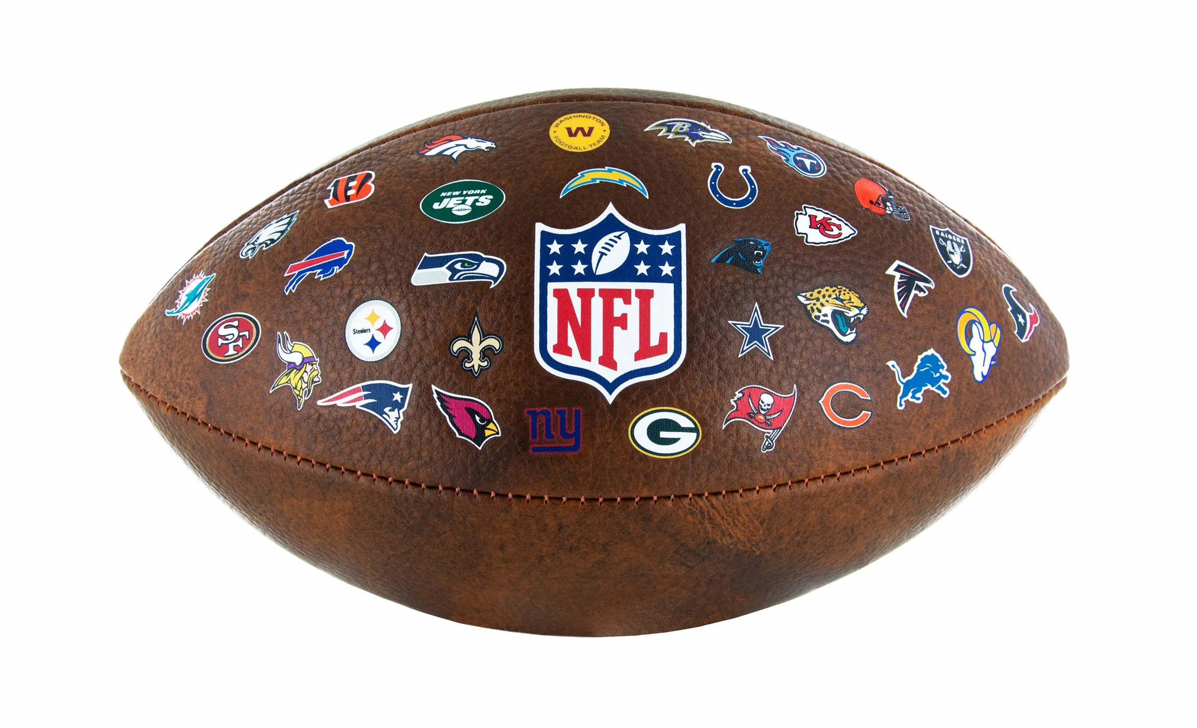 Wilson Fútbol Americano NFL Junior - 32 Logotipos de Equipos para coleccionistas y niños - Piel sintética