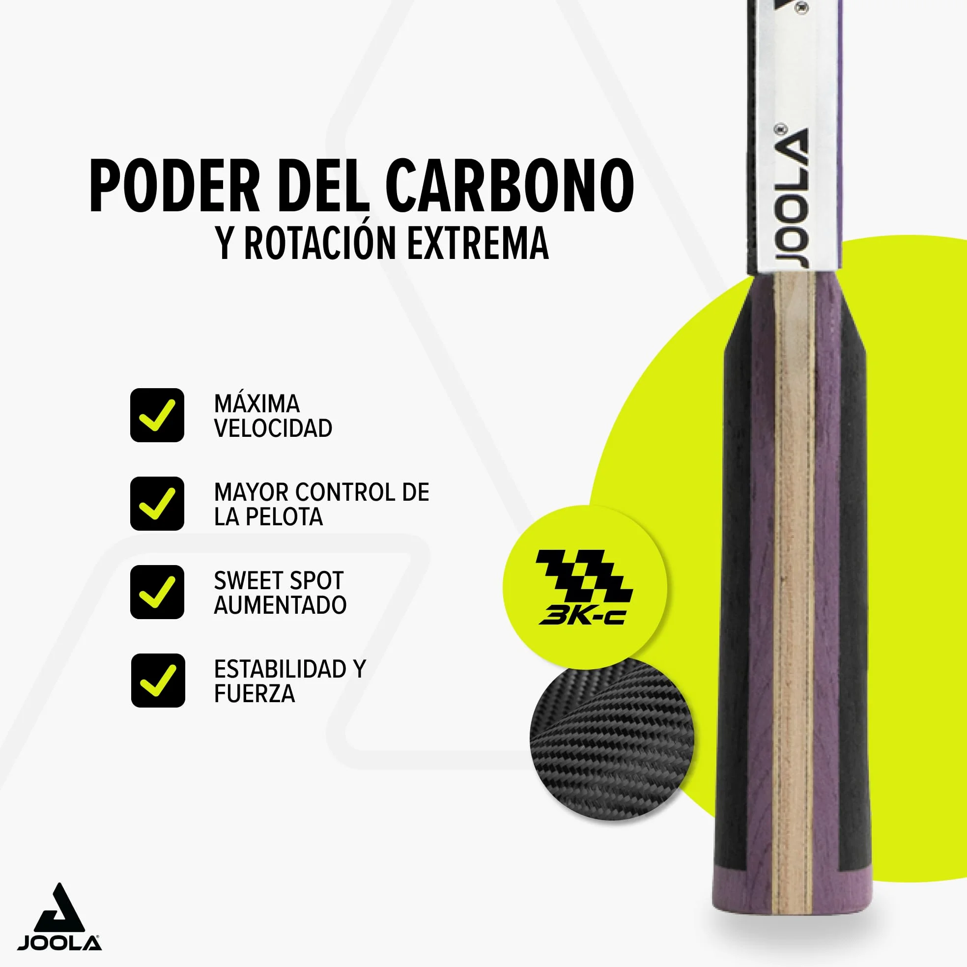 JOOLA Raqueta de tenis de mesa White Infinity Carbon – Raqueta profesional con almohadillas Micron+
