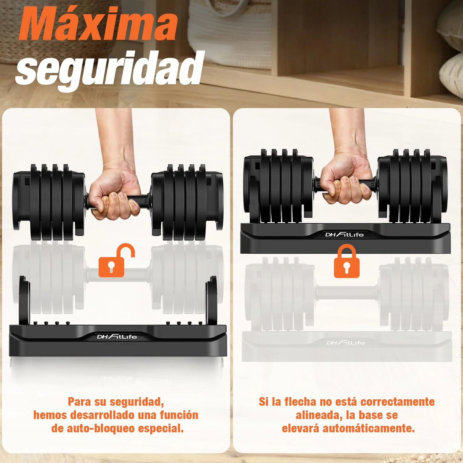 DH FitLife Mancuernas Ajustables 12kg/25kg – Pesas Regulables de 2,5–12kg / 4–25kg con 10 Niveles, Juego de Mancuernas con Discos de Peso, Pesas Variables 10 en 1