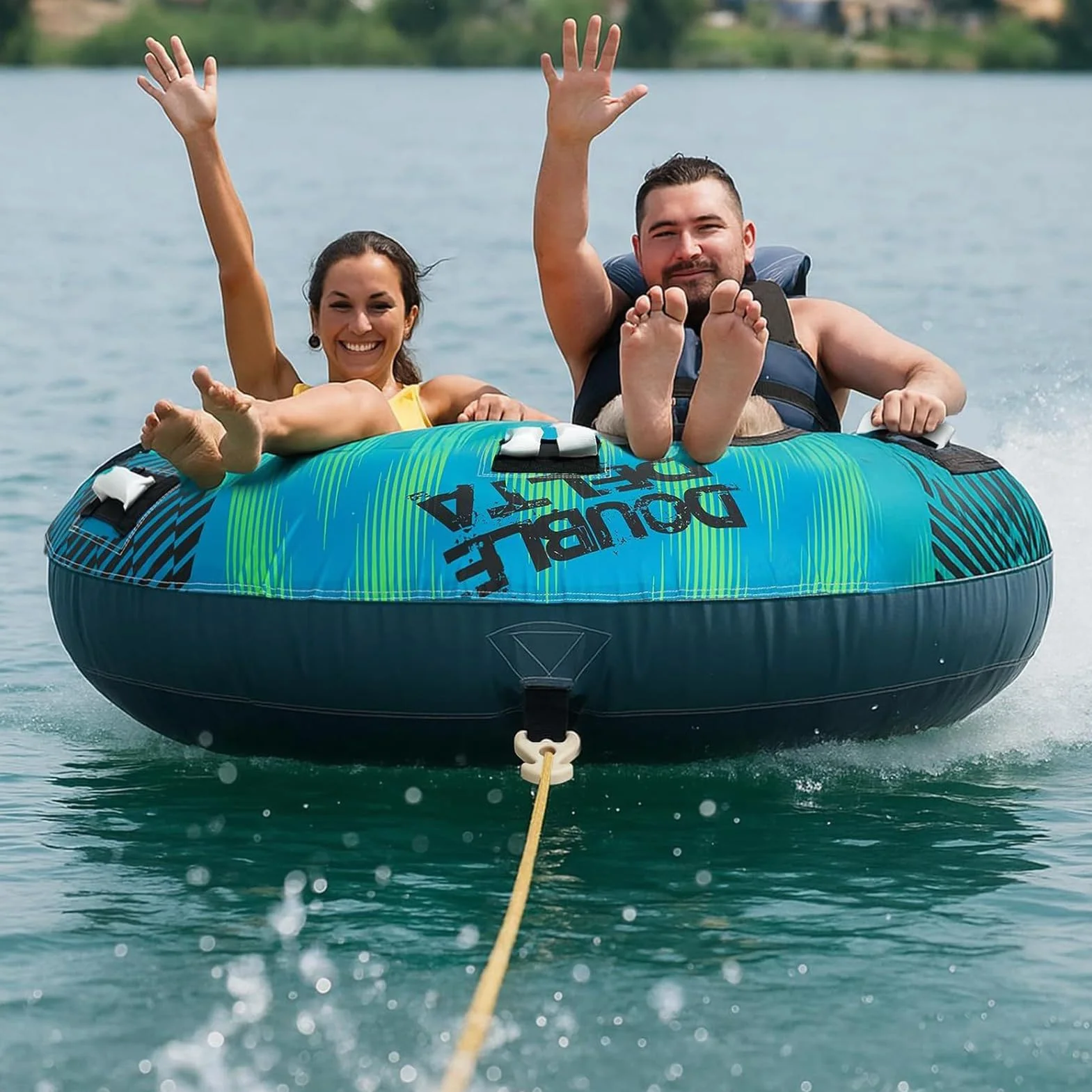 Tubo remolcable para barcos, balsa inflable deportes acuáticos, resistente al desgaste, compacto, para playa lago río piscina
